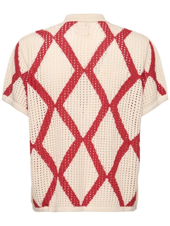 HARAGO o1lsvrm0425 Diamond Crochet Cotton S/S shirt in Beige Size US M / EU 48-50 / 2 - 2 Thumbnail