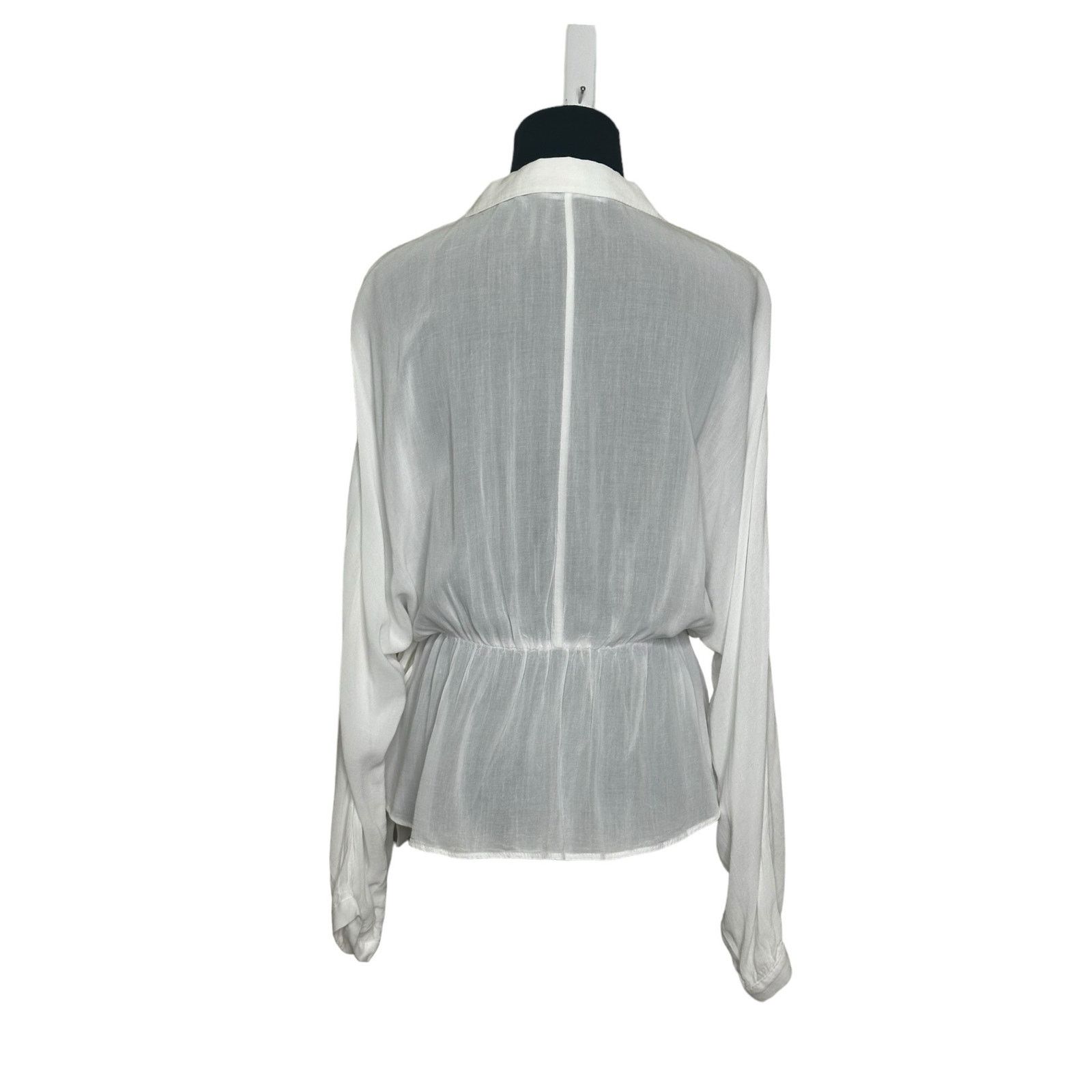 Zara Zara white sheer long sleeves peplum blouse size small Size S / US 4 / IT 40 - 2 Thumbnail