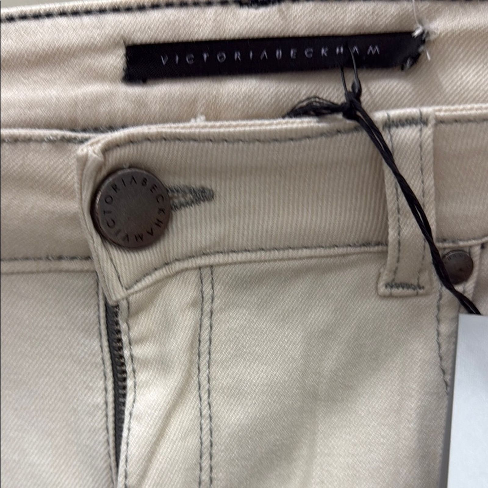 Victoria Beckham NWT Victoria Beckham Women's Cream Skinny Jeans Size 27 Size 27" / US 4 / IT 40 - 3 Thumbnail