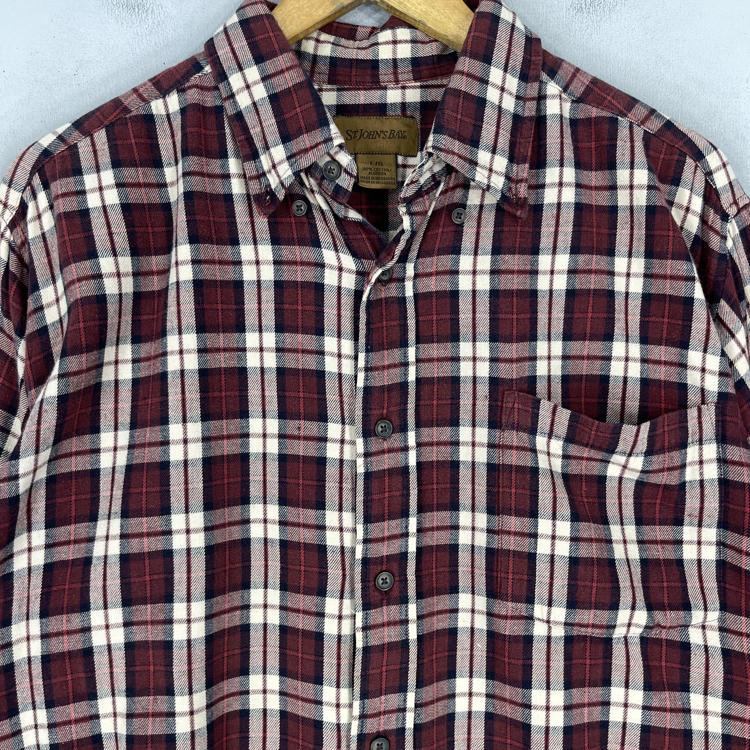 Flannel ST JOHN'S BAY Tartan Burgundy Checkered Flannel Button Up Size US L / EU 52-54 / 3 - 2 Thumbnail