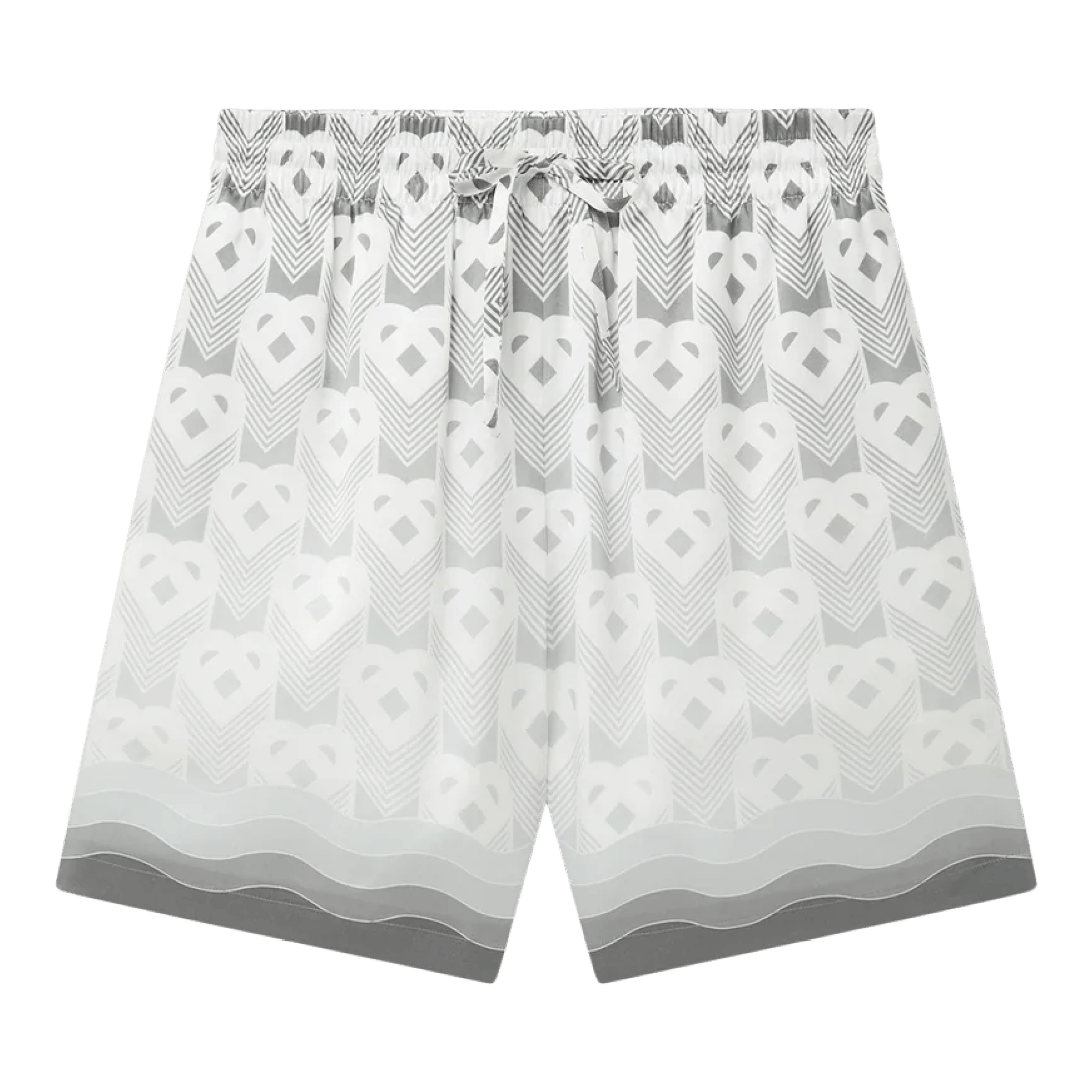 Casablanca Silk Satin Drawstring Shorts Grey Gradient Heart Monogram Size US 34 / EU 50 - 1 Preview
