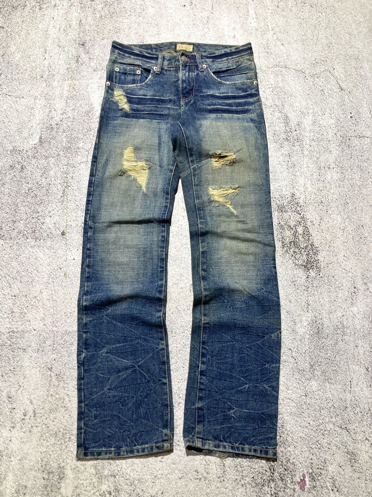 Japanese Brand 2000s Star R Distressed Ripped Lgb Punk Style Pants Jeans Size US 28 / EU 44 - 2 Thumbnail