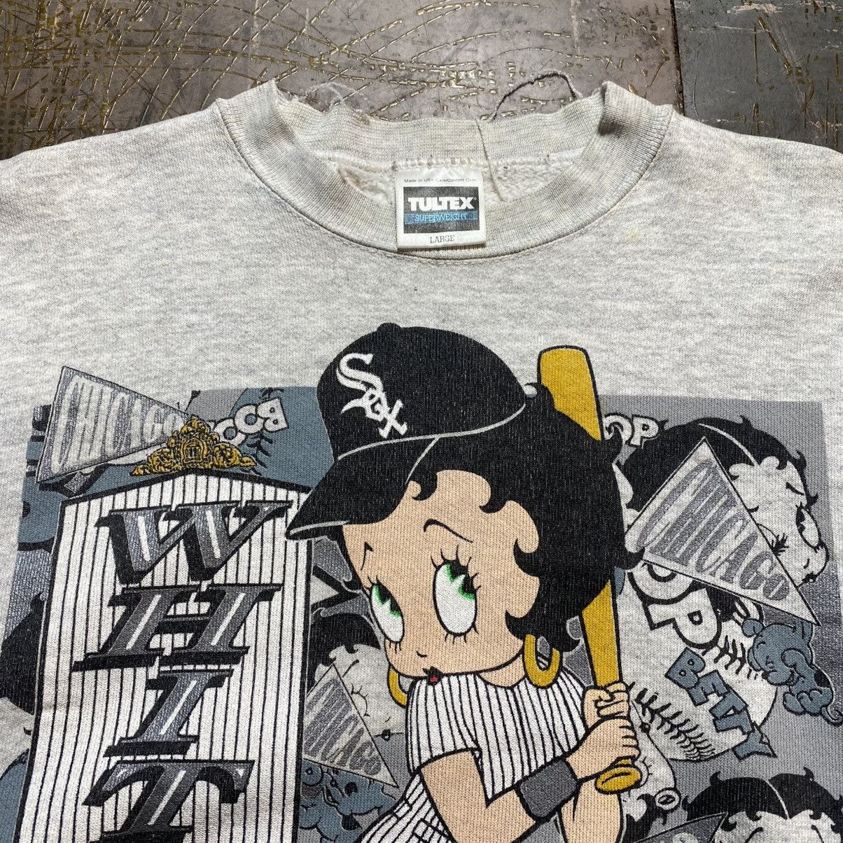 Cartoon Network Vintage Betty Boop X MLB White Sox Sweatshirt Size US L / EU 52-54 / 3 - 3 Thumbnail