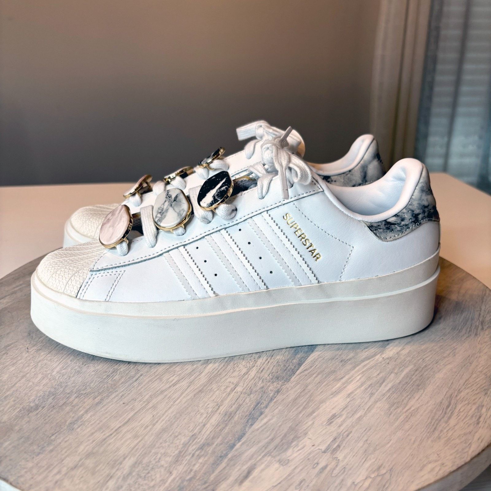 Adidas Adidas Superstar Platform Women's 8.5 White Marble Sneakers Size US 8.5 / IT 38.5 - 2 Thumbnail