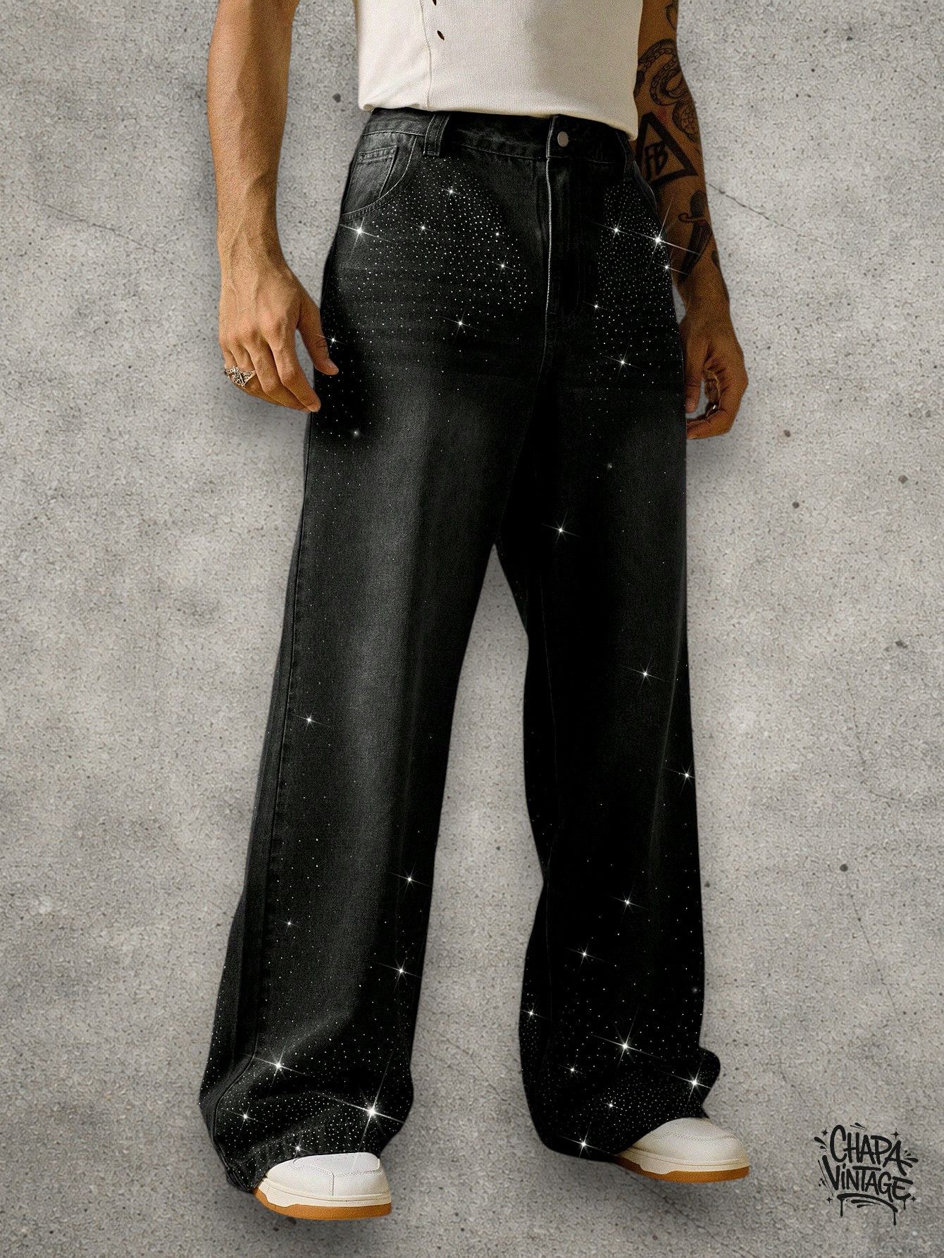 Vintage Rhinestone straight jeans Size US 32 / EU 48 - 1 Thumbnail