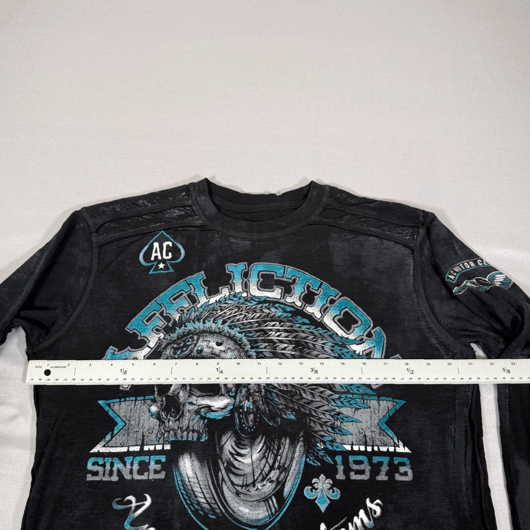Affliction VINTAGE Affliction Shirt Mens L Black Skull Racing Long Sleeve Cross AOP Y2K Size US L / EU 52-54 / 3 - 5 Thumbnail