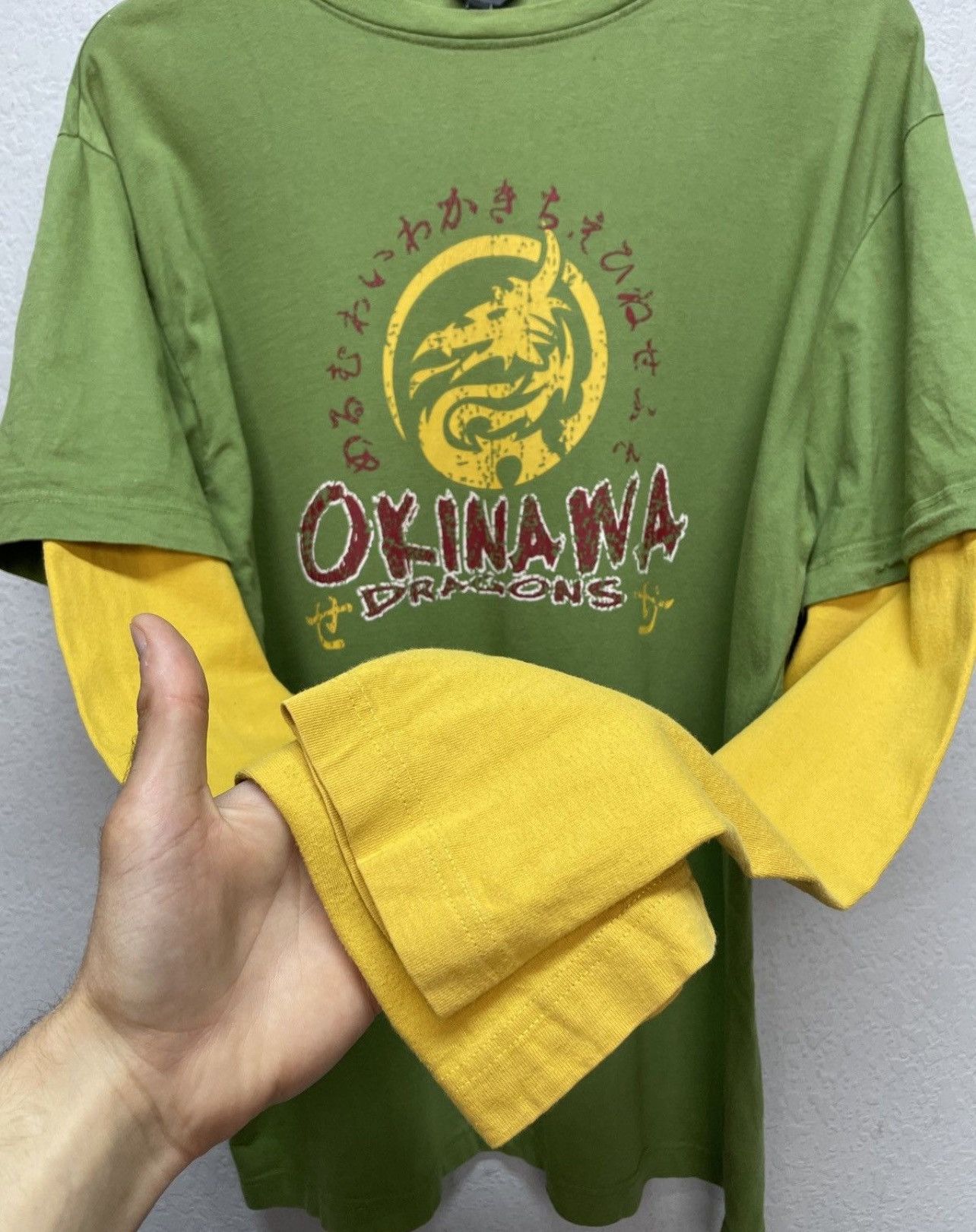Japanese Brand Vintage 00s Okinawa Dragon Graphic Layered Longsleeve Tee Size US L / EU 52-54 / 3 - 7 Thumbnail