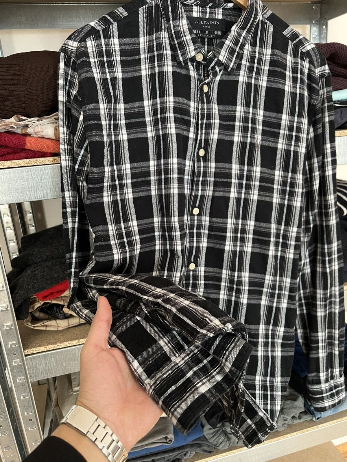 Allsaints × Designer Allsaints Zenith Button Up Shirt L Check Flannel Long Sleeve Size US L / EU 52-54 / 3 - 3 Thumbnail