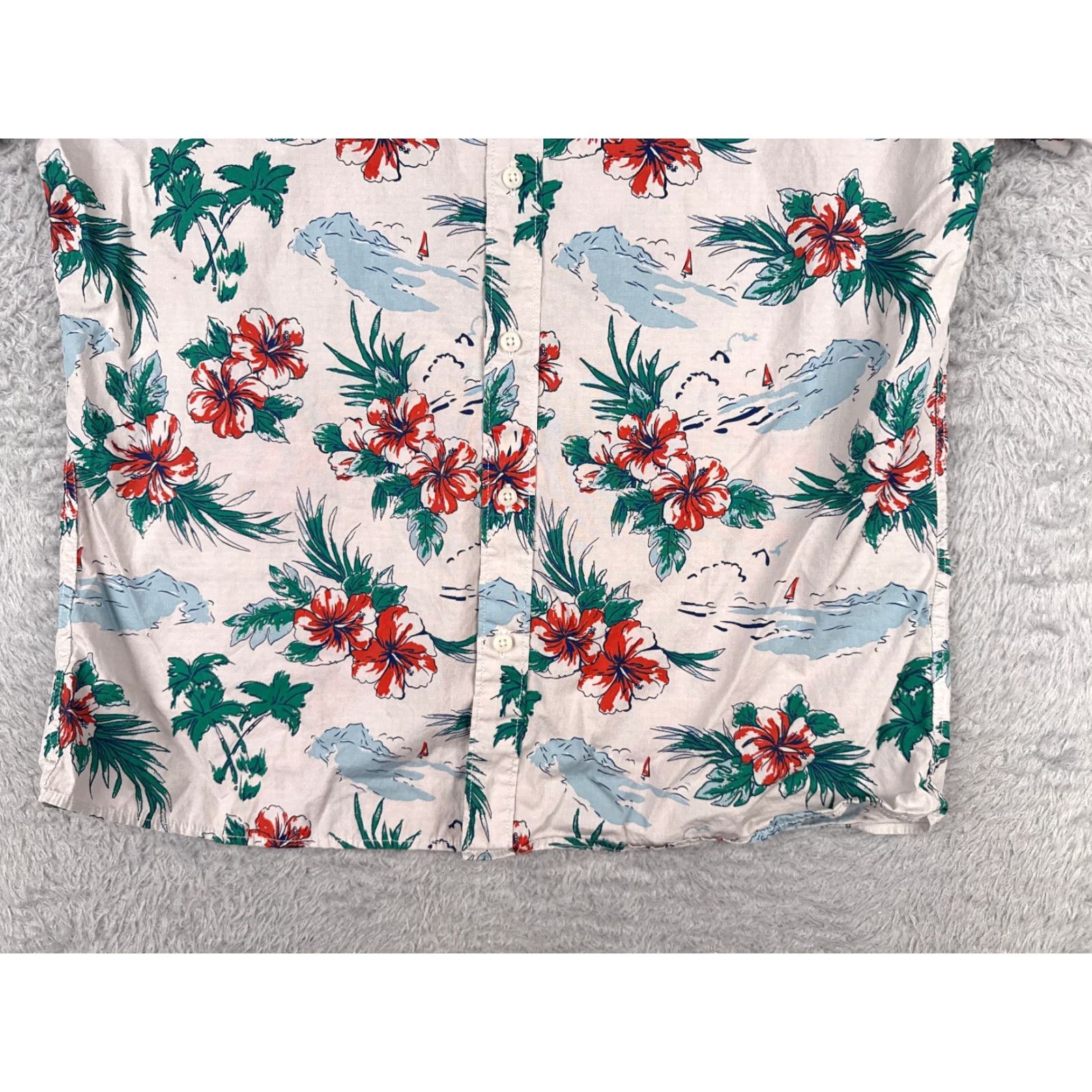 Vintage Coastal Shirt Men L White Floral Hawaiian 100% Cotton Slim Fit Short Sleeve Size US L / EU 52-54 / 3 - 5 Thumbnail