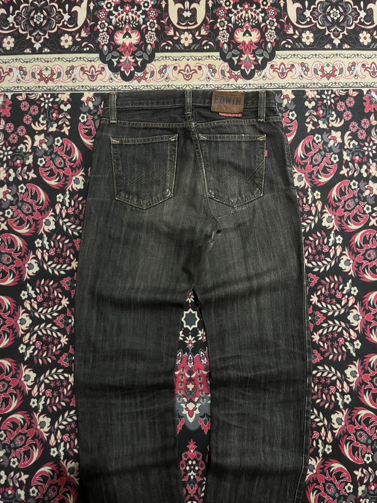 If Six Was Nine ⚡️Grunge⚡️Vintage Edwin Made in Japan Dark Wash Repair Jeans Size US 28 / EU 44 - 6 Thumbnail