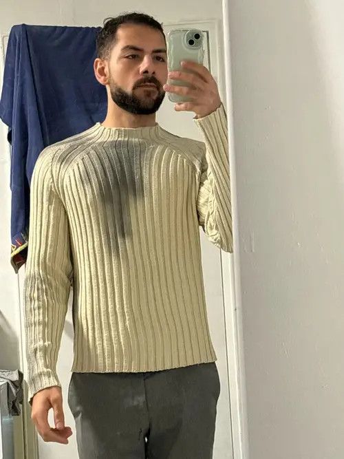 Designer × Japanese Brand Slim Fit Knitted Pullover With Graffiti Size US M / EU 48-50 / 2 - 2 Thumbnail