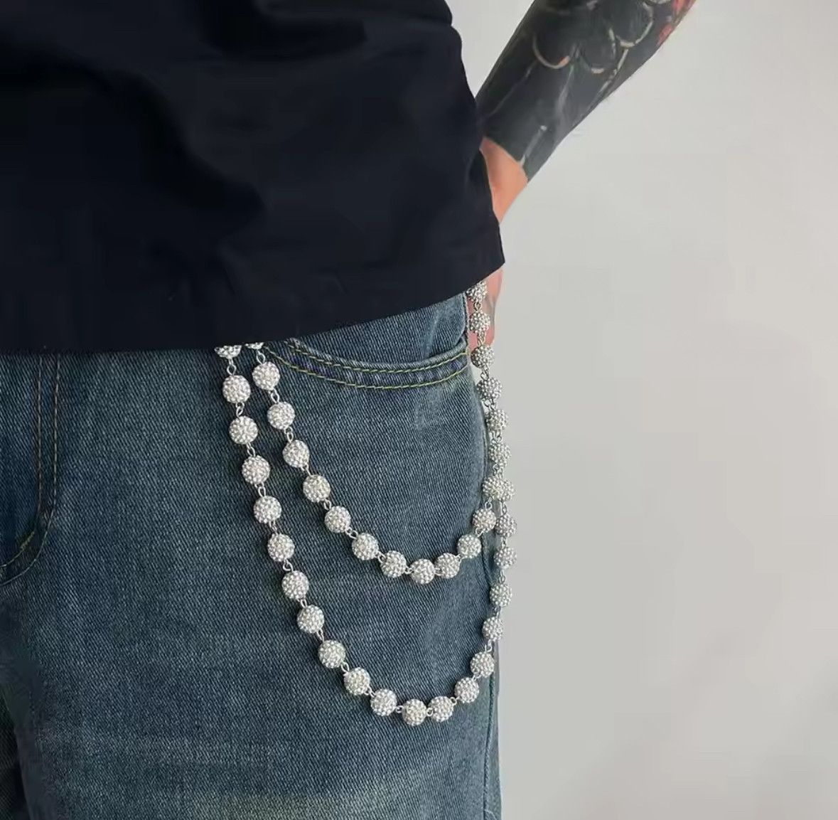 Other Exquisite Rhinestone Imite Pearl Keychain Wallet Belt Chain Size ONE SIZE - 2 Thumbnail