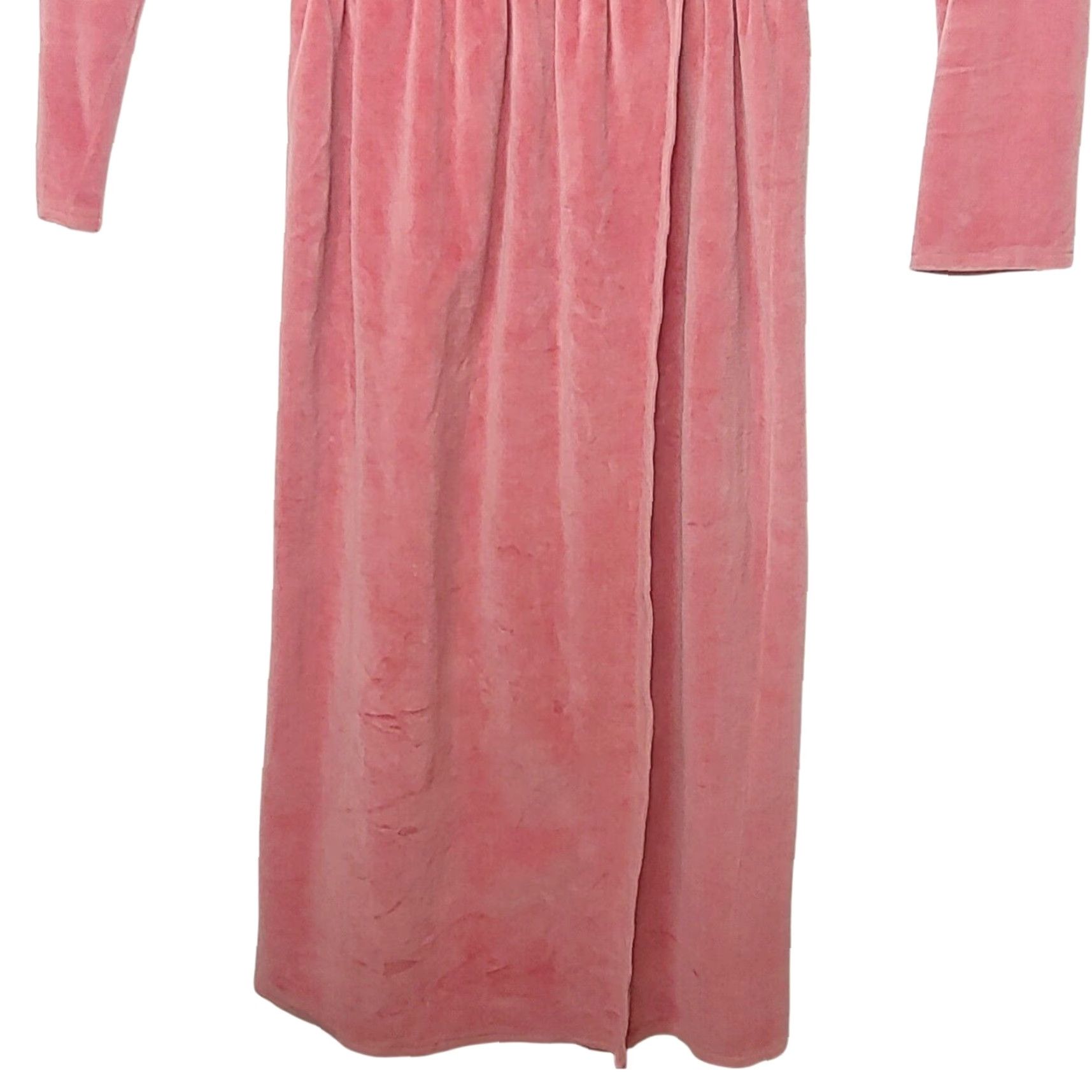 Velour VINTAGE Womens Faux Wrap Dress Velour Long Sleeve Mauve Pink Secretary Retro Dress Knee Length M Women's Size M / US 6-8 / IT 42-44 - 4 Thumbnail
