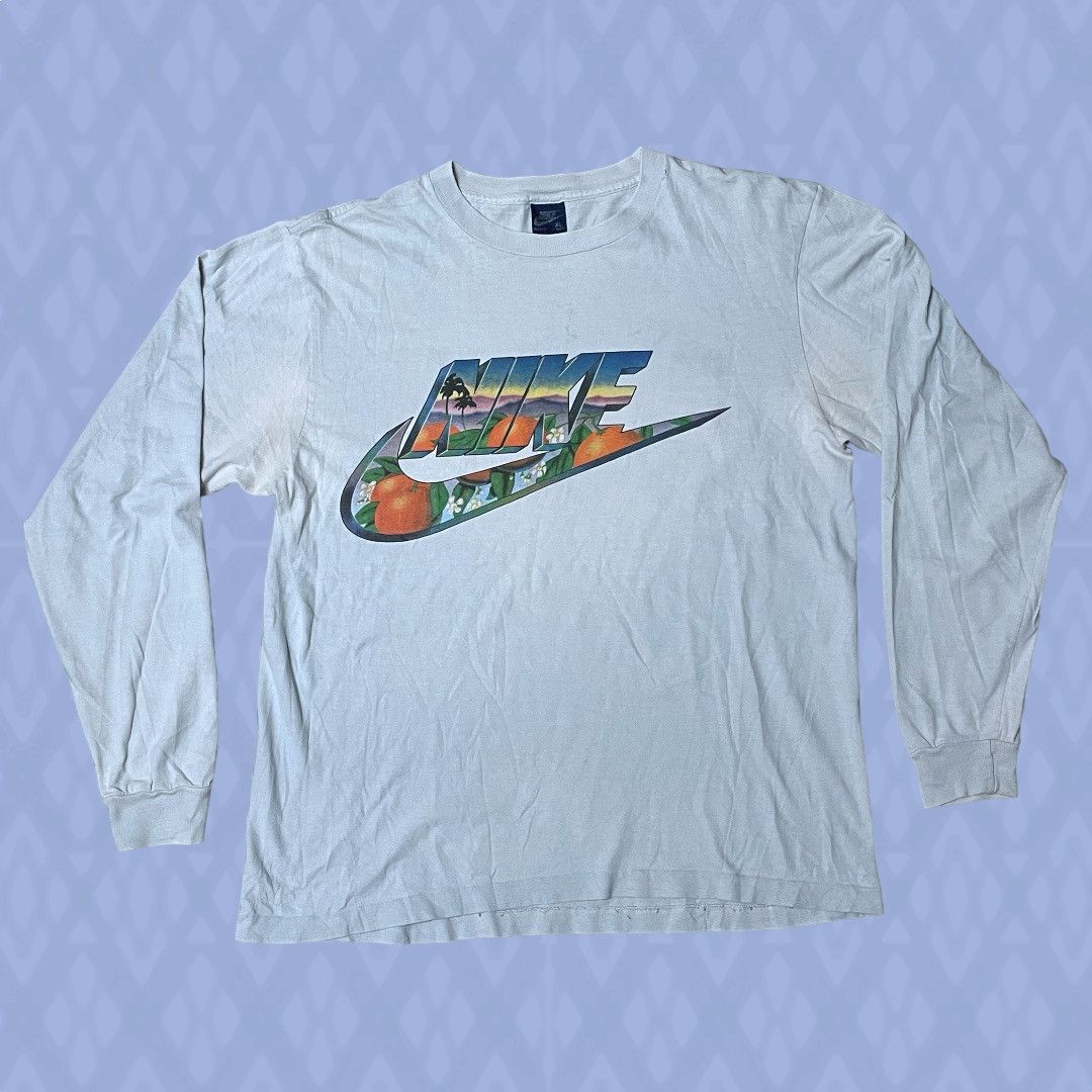 image of VTG 80’S Florida Oranges Nike Swoosh Longsleeve in Grey, Men's (Size XL)