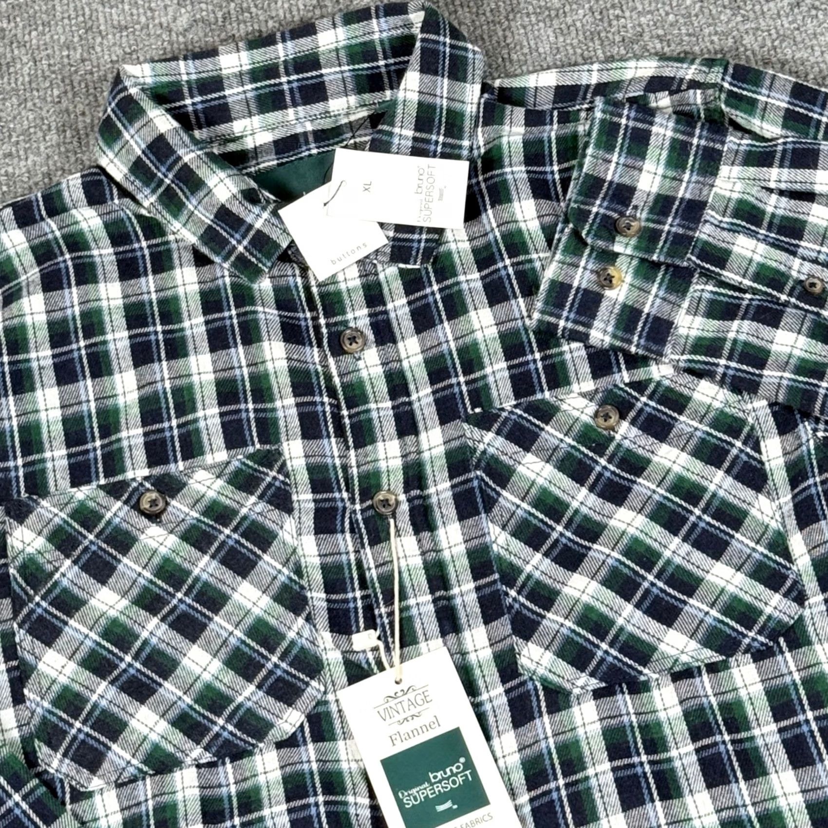 Vintage VINTAGE Bruno Supersoft Plaid Flannel Shirt XL Long Sleeve Button Up Mens Gift NWT Size US XL / EU 56 / 4 - 2 Thumbnail