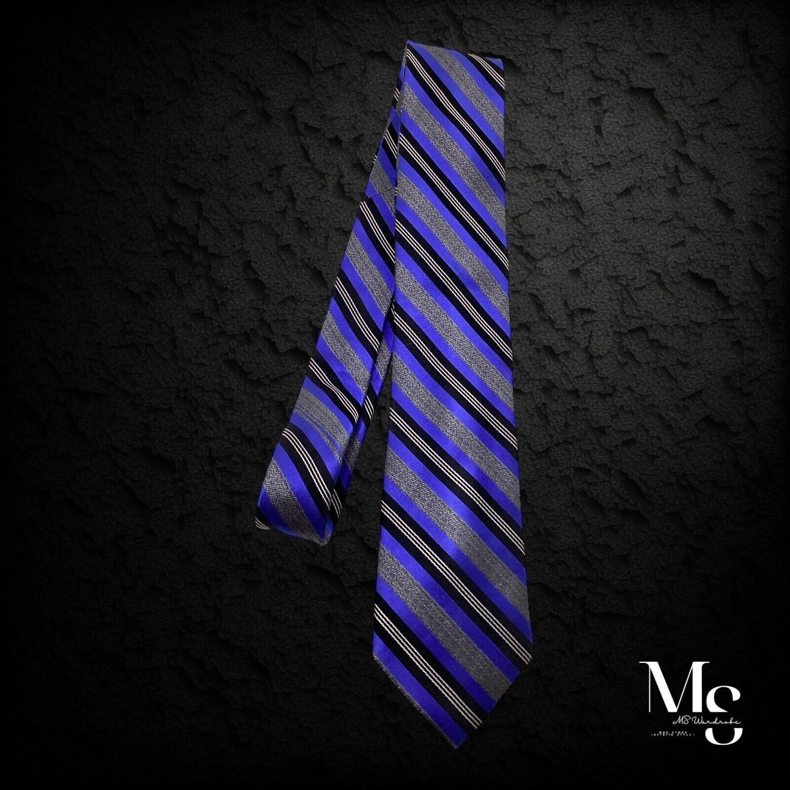 Joseph Abboud JOSEPH ABBOUD Blue Gray Striped Luxury Silk Tie W: 3" NWT Size ONE SIZE - 5 Thumbnail