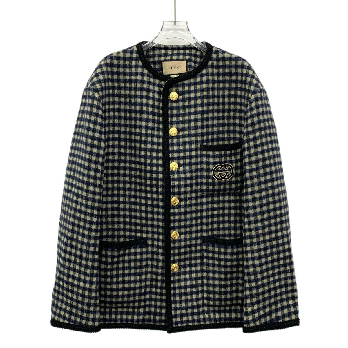 Gucci Gucci Colorblocked Logo Embroidered Plaid Wool Jacket Size XXL / US 16-18 / IT 52-54 - 1 Thumbnail
