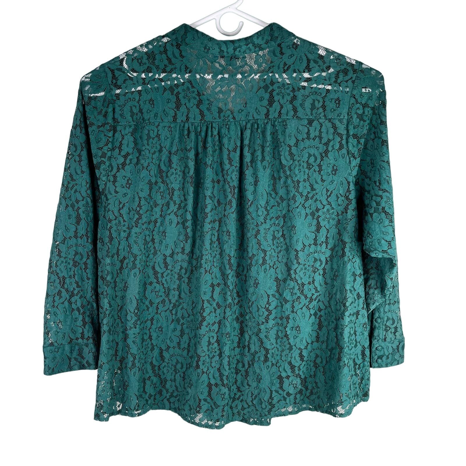 Other Torrid Lace Button Down Green Long Sleeve Top Blouse 5 5X Size 4XL / US 24-26 - 2 Thumbnail