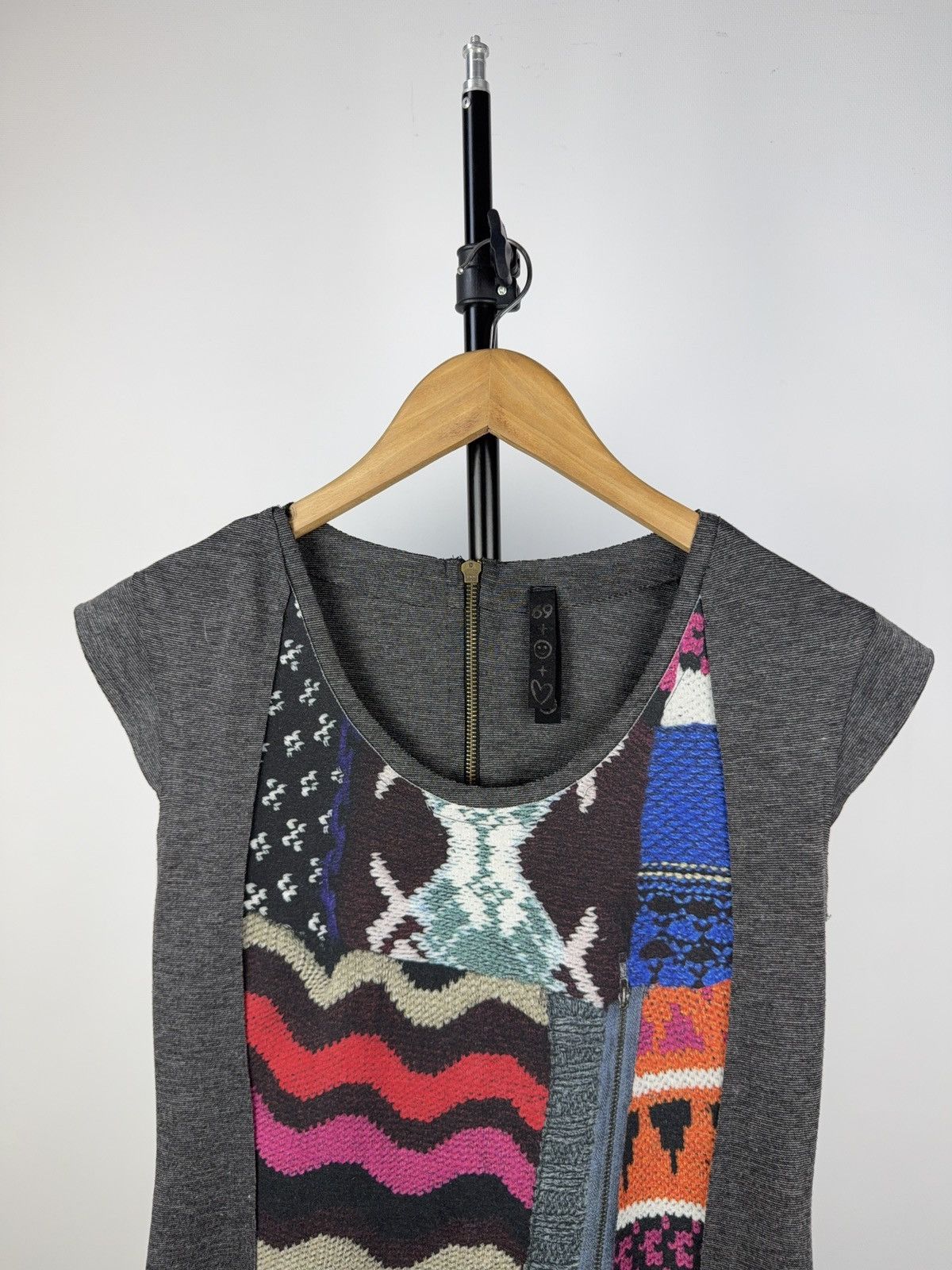 Desigual Desigual Patchwork Knit Dress Charcoal Gray Multicolor L Size L / US 10 / IT 46 - 2 Thumbnail