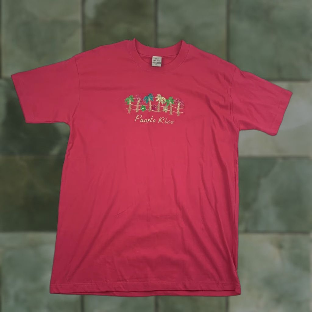 Vintage VINTAGE Puerto Rico T Shirt Adult XL Pink Palm Trees Nature Travel Embroidered Island Mens Size US XL / EU 56 / 4 - 1 Thumbnail