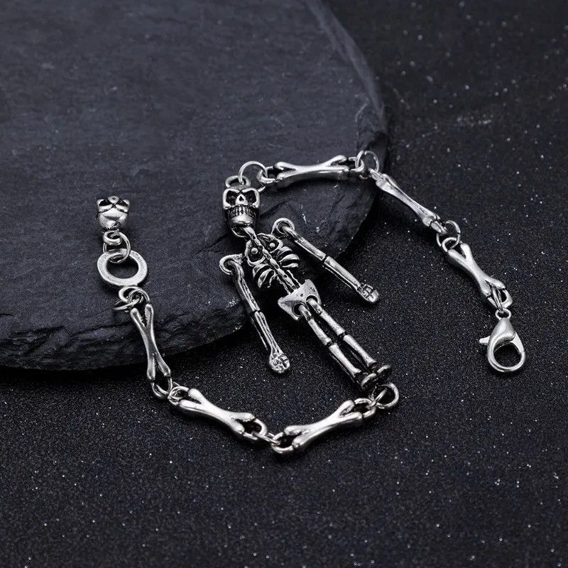 Jewelry Skeleton Charm Metal Skull Chain Bracelets Size ONE SIZE - 4 Thumbnail