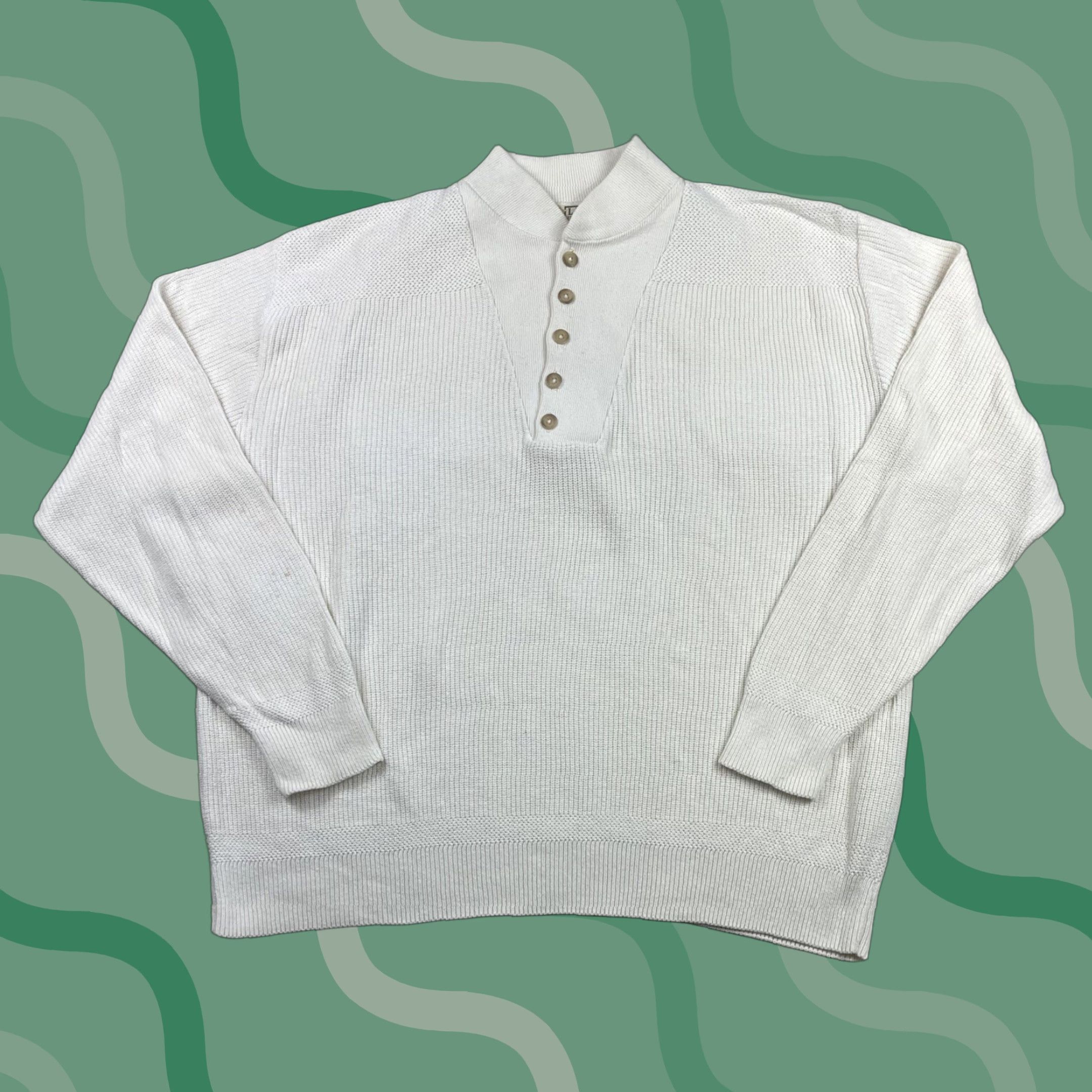 Vintage VINTAGE LL BEAN Sweater Mens XL Knit Fisherman Mock Neck White Heavyweight Pullover USA 80s 90s Classic B23 Mens Size US XL / EU 56 / 4 - 1 Thumbnail