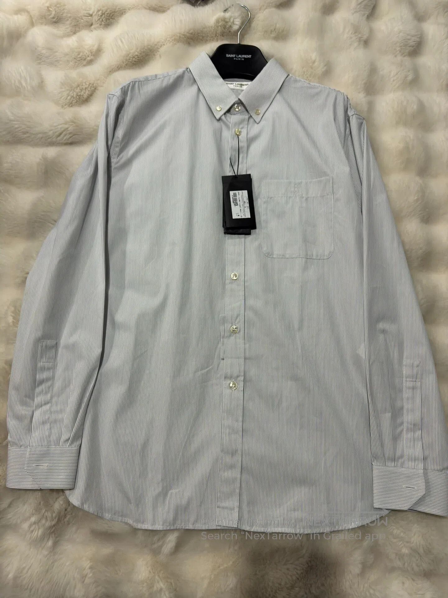 Saint Laurent Paris Saint Laurent Paris size 39 Light Blue Thin Striped Shirt| Size US M / EU 48-50 / 2 - 2 Thumbnail