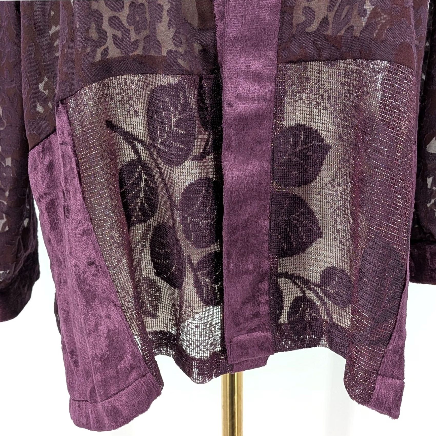 Vintage VINTAGE Sara Morgan Patchwork Burnout Velvet Jacket – Plum Purple, MP Size M / US 6-8 / IT 42-44 - 4 Thumbnail