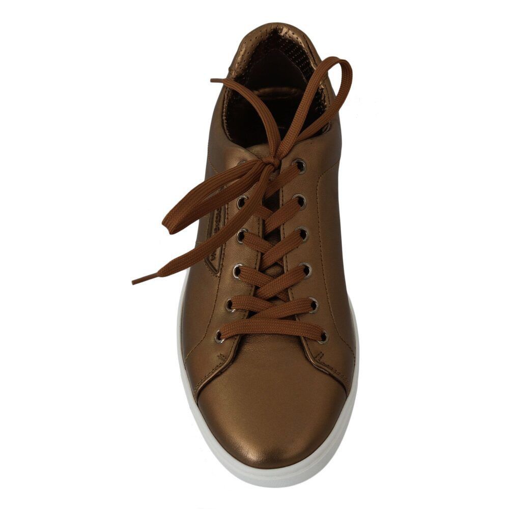 Dolce & Gabbana Dolce & Gabbana Golden Metallic Leather Sneakers Size US 6 / EU 39 - 5 Thumbnail