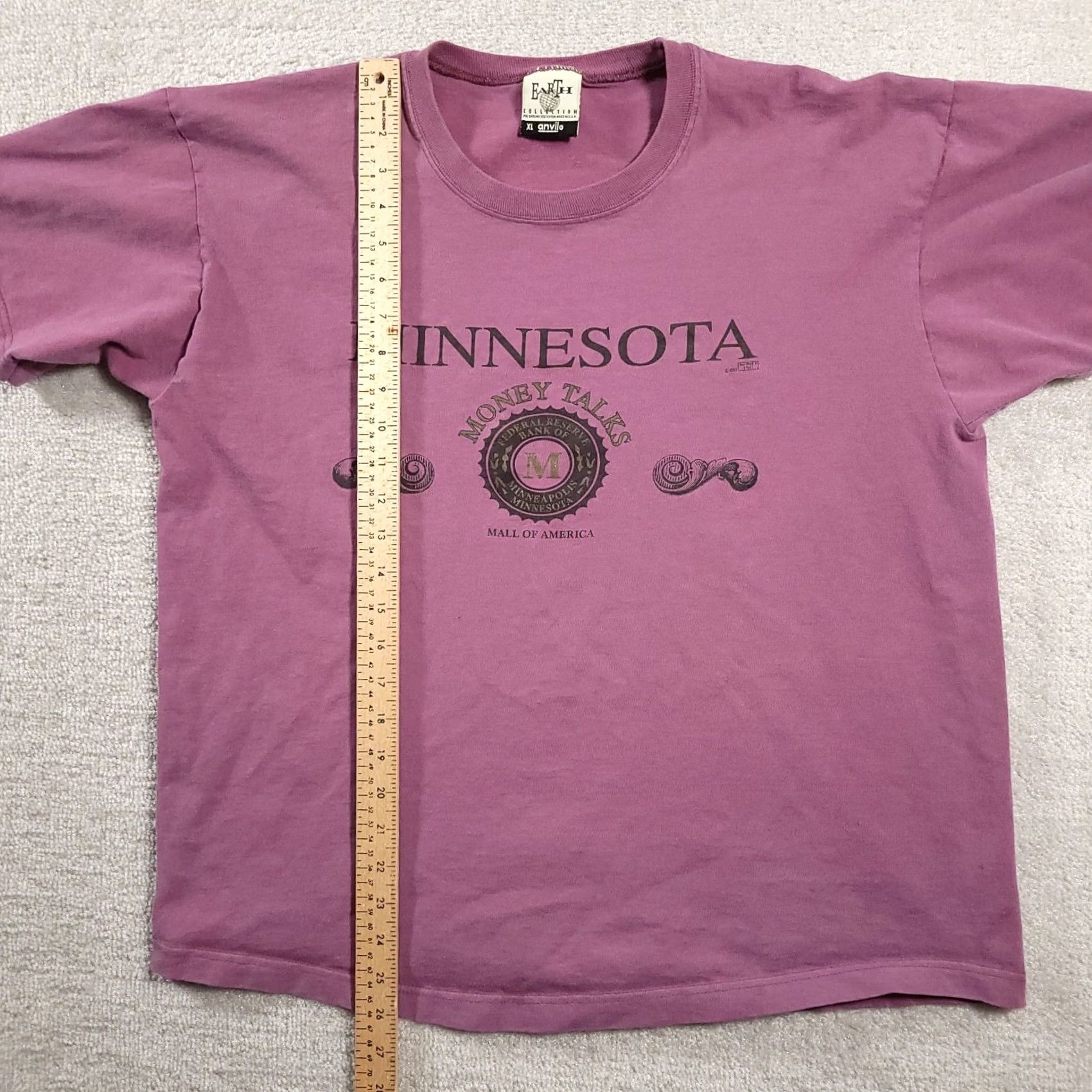 Anvil VINTAGE 1993 Mall Of America T-Shirt 90s Money Talks Adult XL Purple Mens USA T-Shirt Size US XL / EU 56 / 4 - 5 Thumbnail