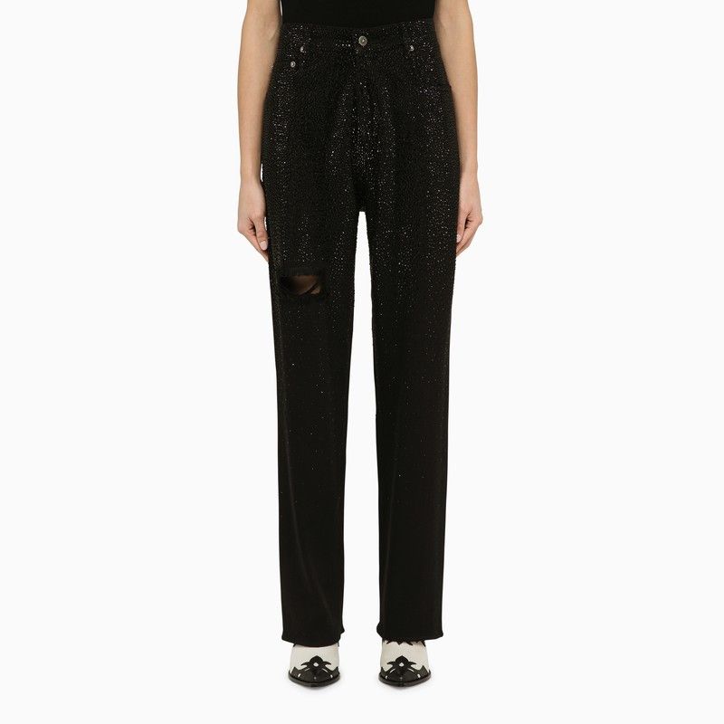 image of Golden Goose Black Denim Trousers With Crystals, Women's (Size 26)