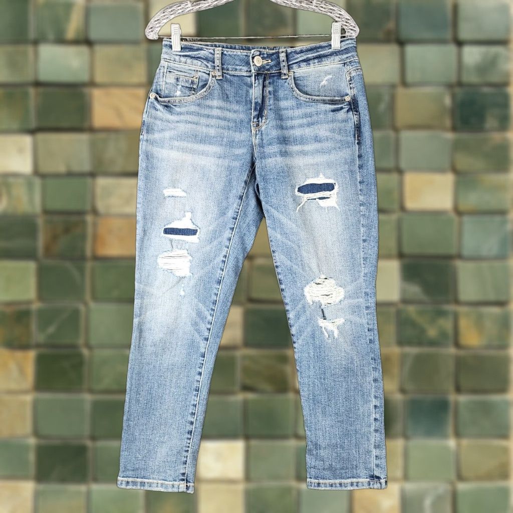 Vintage Maurices Jeans Skinny Distressed Blue Womens Size 2 30x27 Blue Distressed Skinny Jeans Womens 2 Size 26" / US 2 / IT 38 - 1 Thumbnail