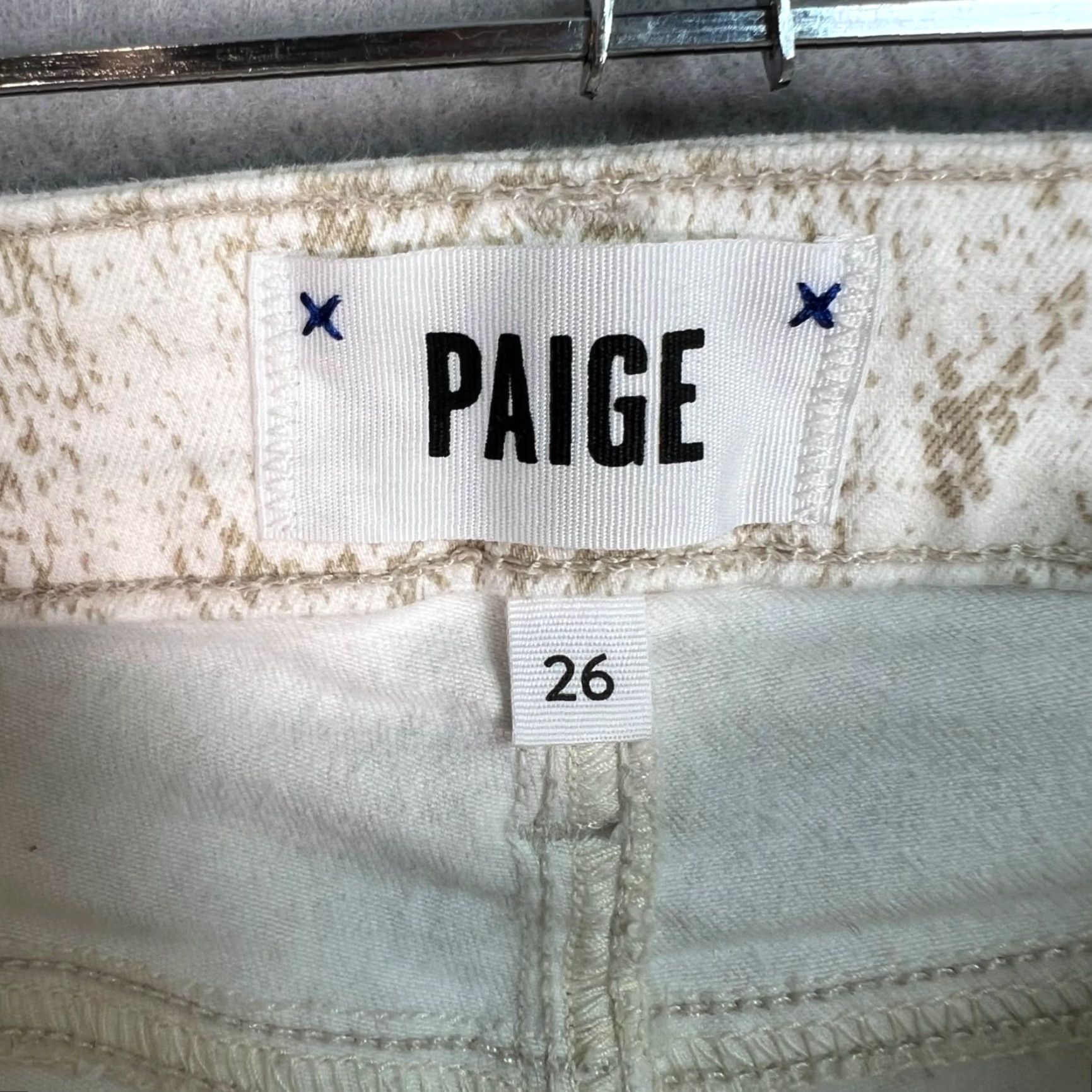 Paige PAIGE Snake Print Ankle Jeans Womens Size 26 Beige Stretch Cotton Blend Size 26" / US 2 / IT 38 - 3 Thumbnail