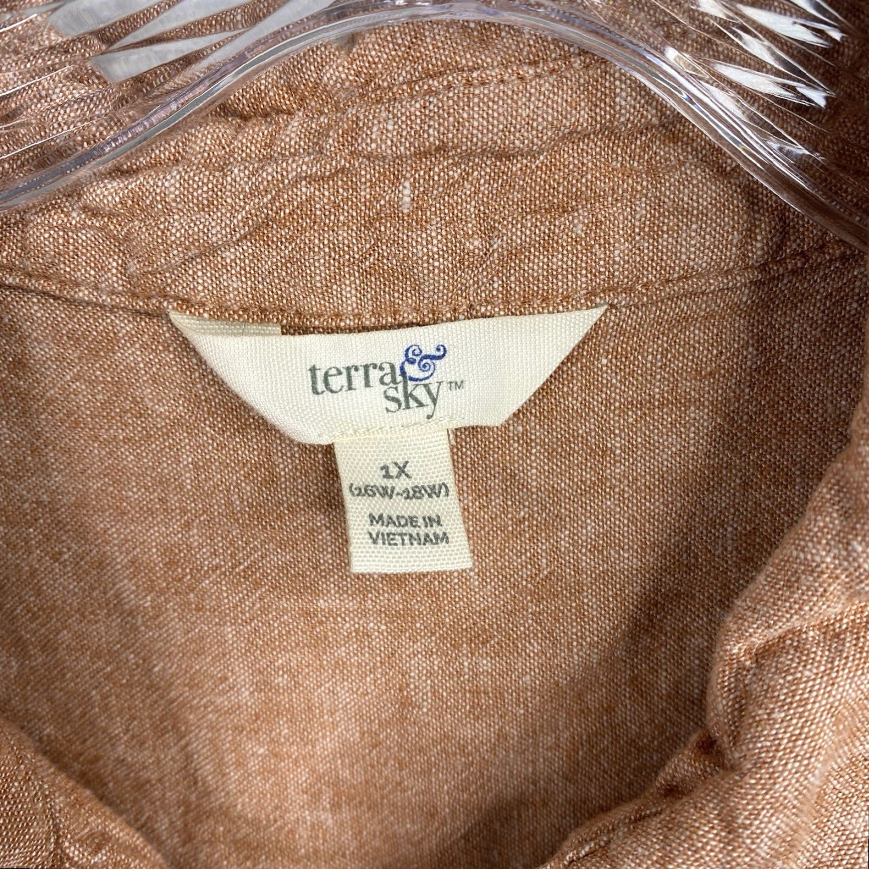 Vintage Terra & Sky Shirt 1X Pink Linen Blend Button Up Cuffed Short Sleeve Collared Casual Women Plus Size Size XL / US 12-14 / IT 48-50 - 6 Thumbnail