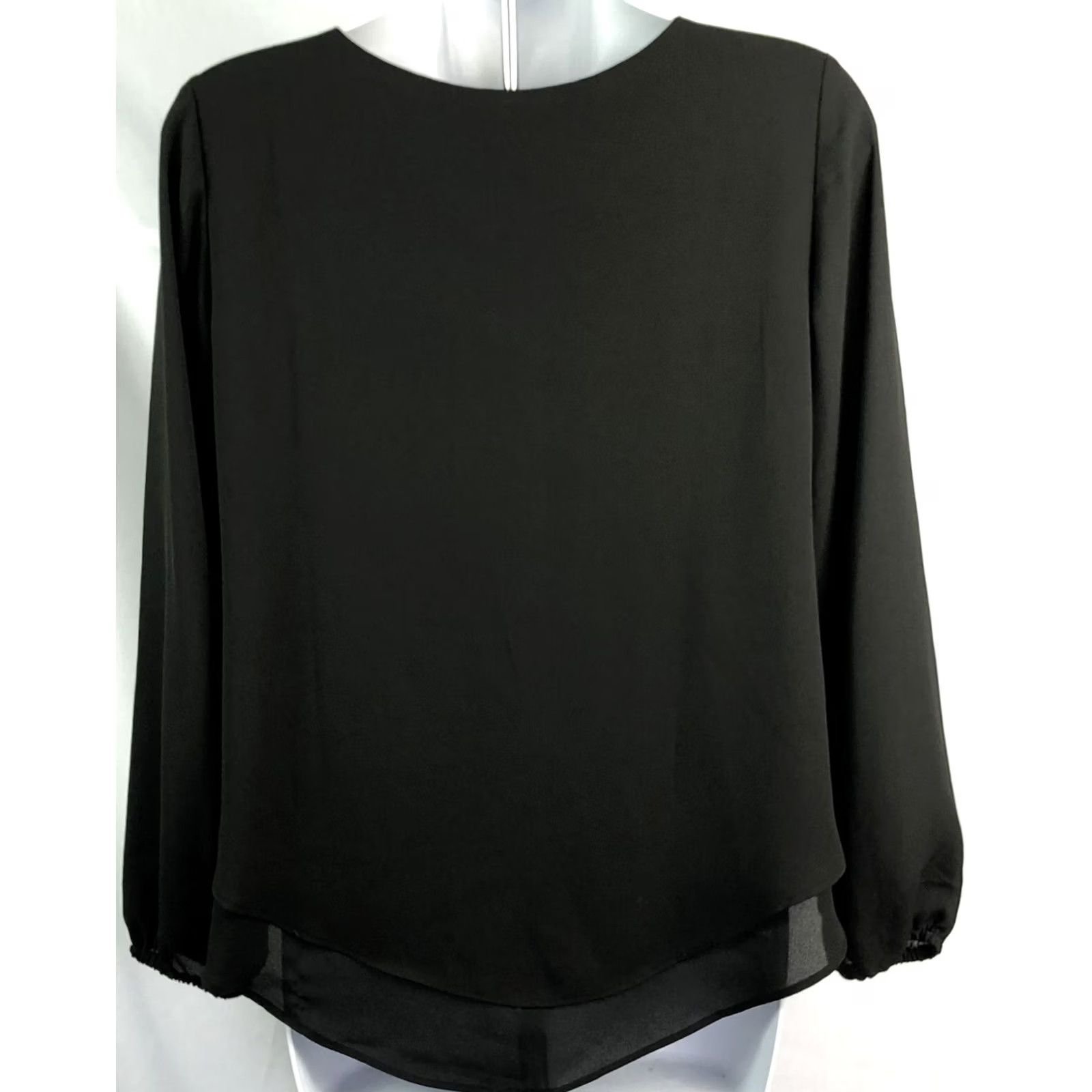 Ann Taylor Ann Taylor Blouse Women's 3/4 Sleeve Chiffon Black Layered Front Casual Holiday Whimsy 90s Style Size XS / US 0-2 / IT 36-38 - 4 Thumbnail