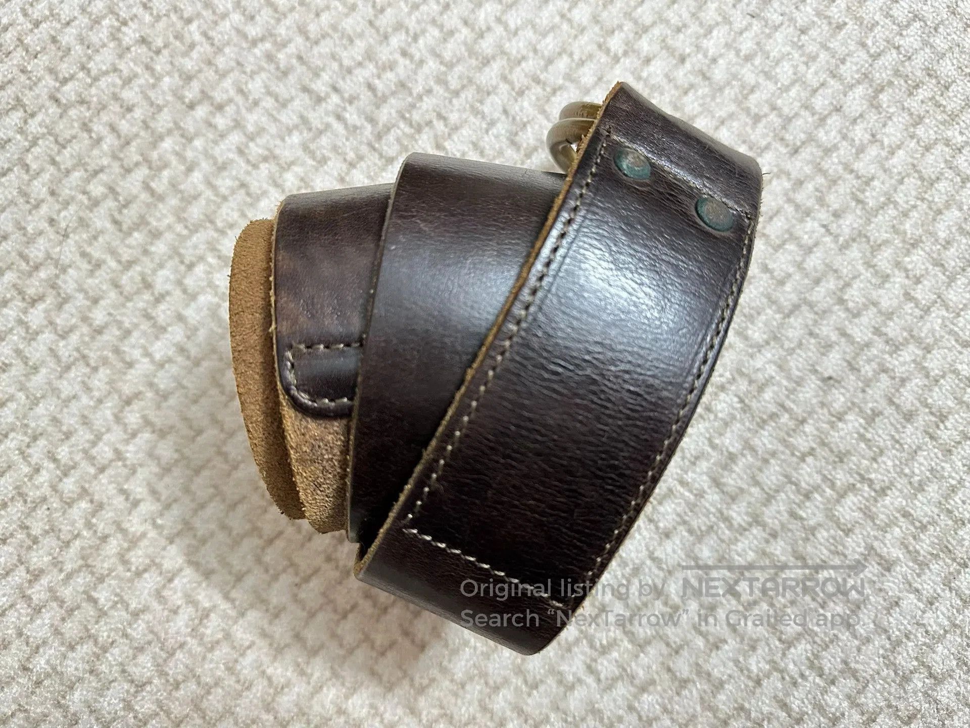 RRL Ralph Lauren RRL Vintage Italian Brown Leather Belt. Size ONE SIZE - 2 Thumbnail