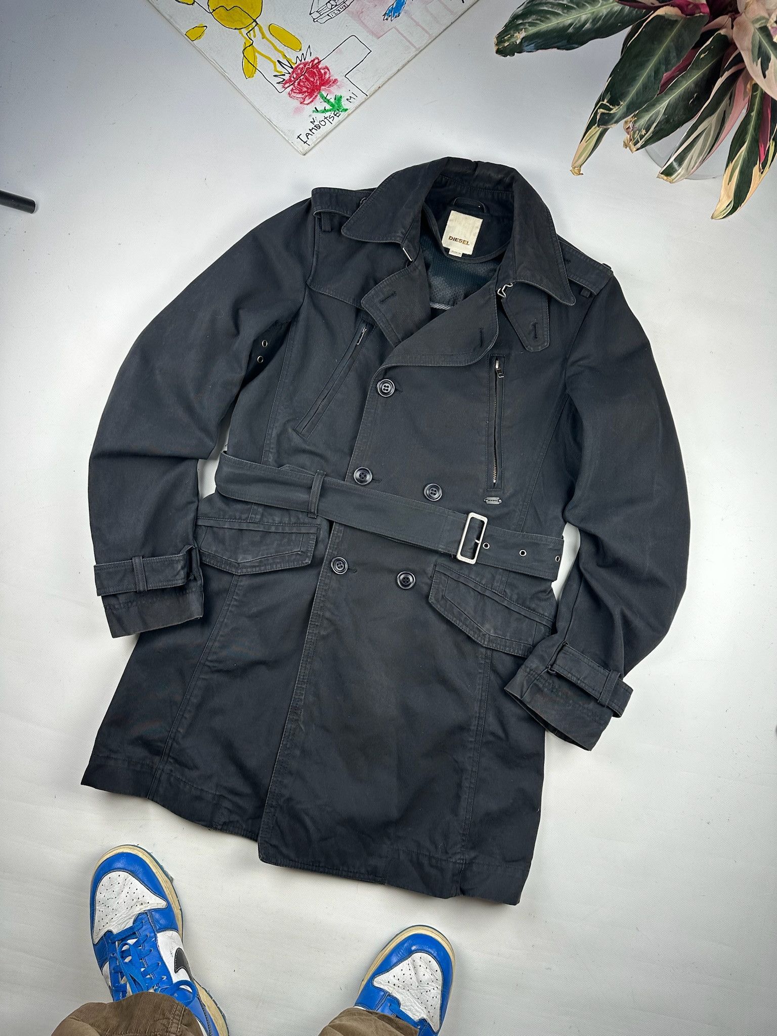 Diesel Diesel Black Belted Trench Coat Size US M / EU 48-50 / 2 - 4 Thumbnail