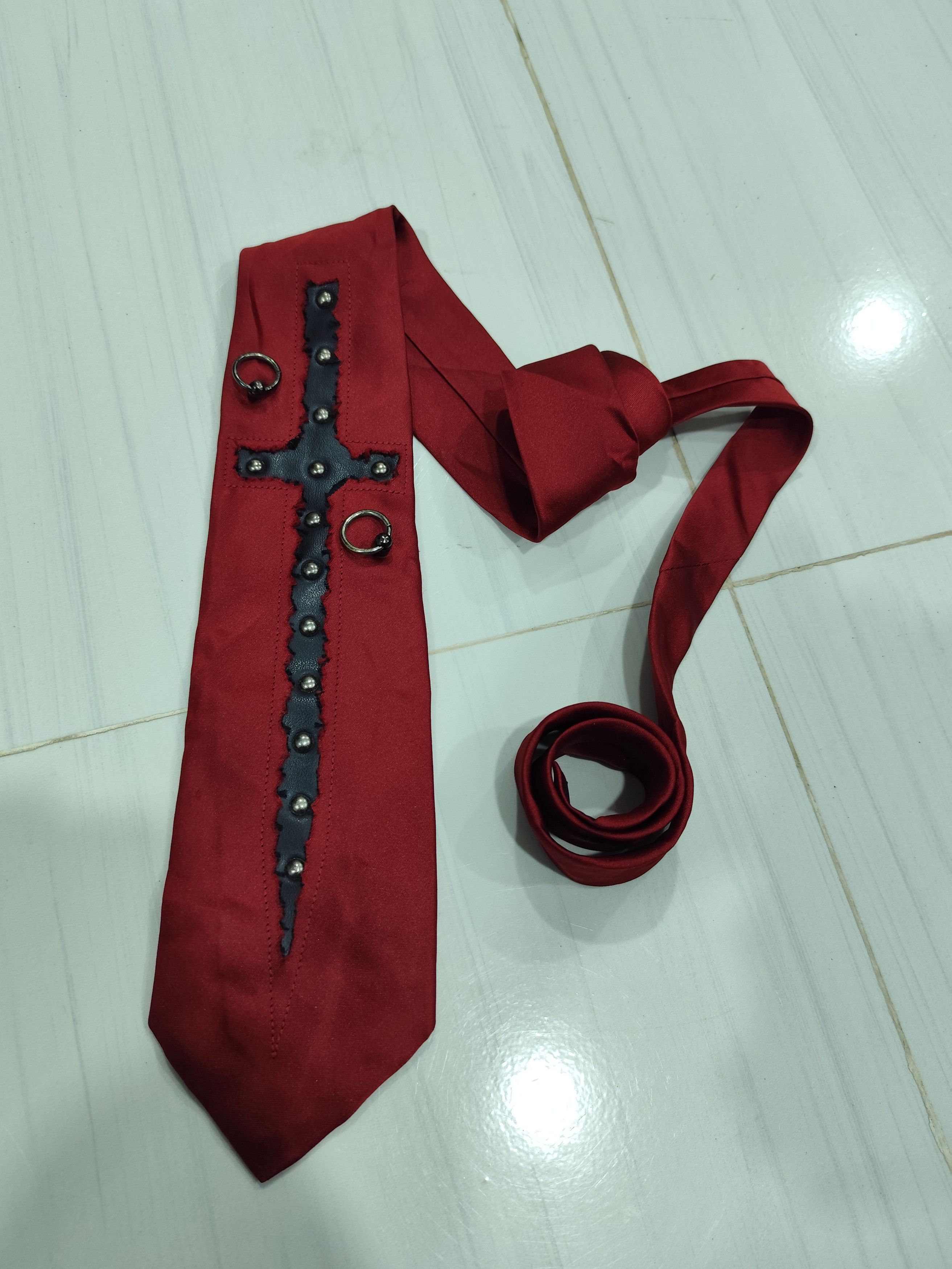 PPFM BPN black peace now neck tie leather cross studed Size ONE SIZE - 4 Thumbnail