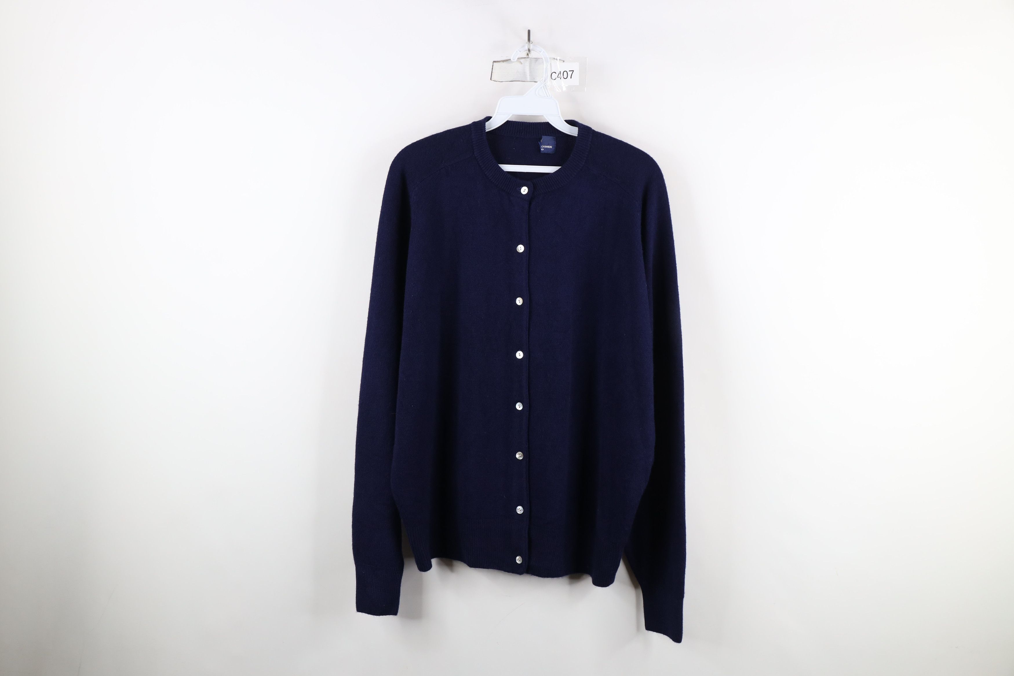 Vintage Vintage 70s Streetwear Cashmere Knit Cardigan Sweater Blue Size XL / US 12-14 / IT 48-50 - 1 Thumbnail