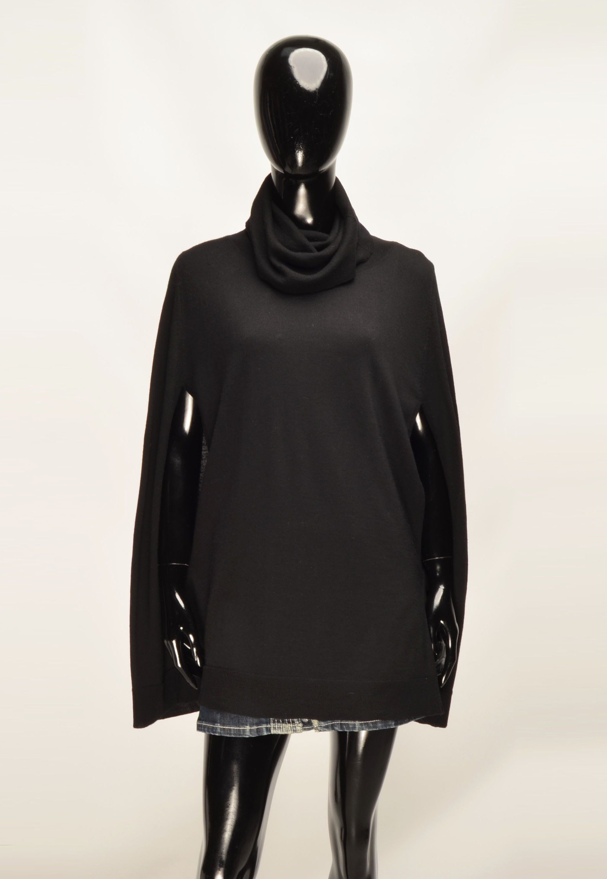 DKNY DKNY Black Merino Wool Turtleneck Cape Sweater Poncho Top Size M / US 6-8 / IT 42-44 - 1 Thumbnail