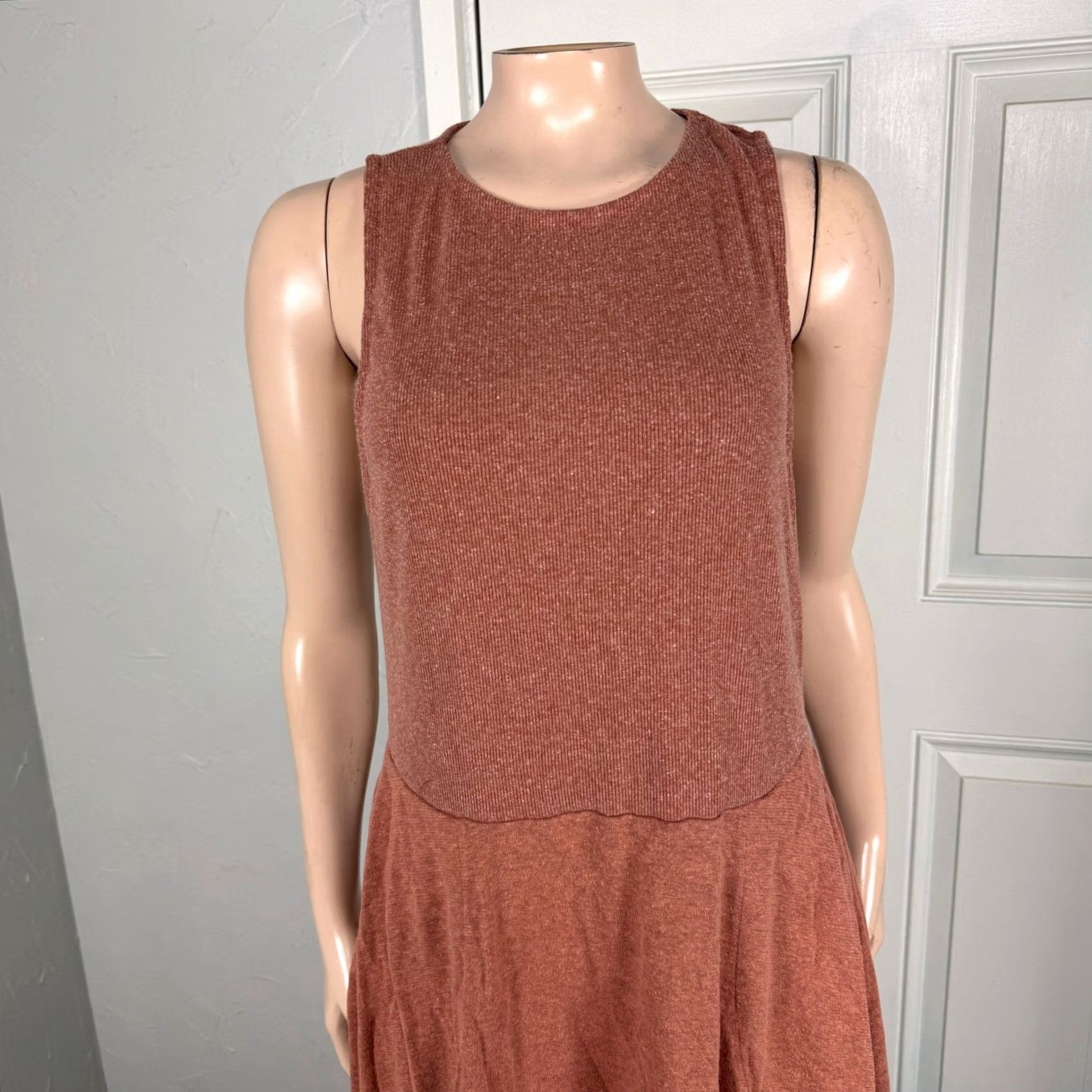 Prana prAna Dress L Casual Sleeveless Hemp A-Line Midi Crew Neck Brown Womens Size L / US 10 / IT 46 - 2 Thumbnail