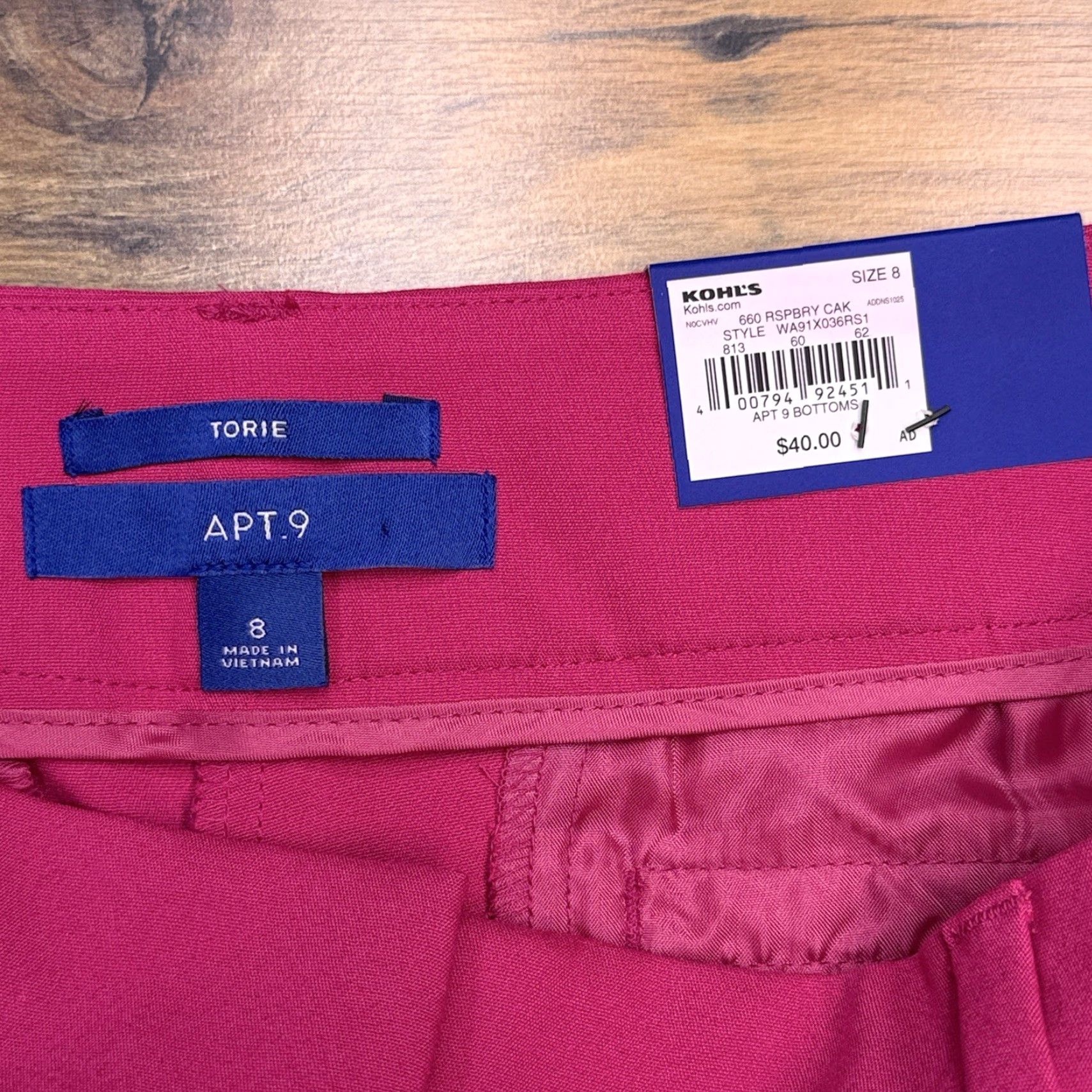 Apt. 9 Apt. 9 Pink Capri Pants Womens 8 Mid Rise Stretch Flat Front Straight Leg Workwear Casual Size 30" / US 8 / IT 44 - 4 Thumbnail