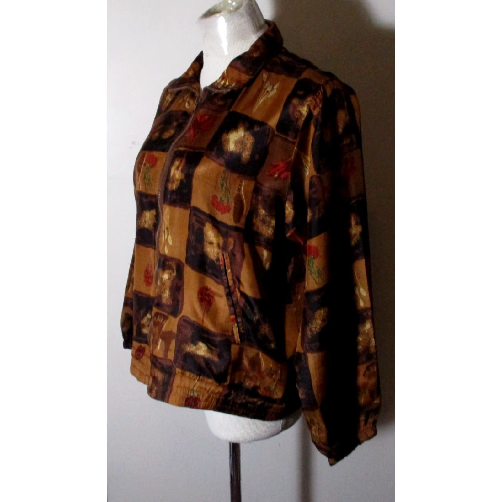 Vintage SILK XPOSURE Brown Full Zip 100% Silk Jacket Size S Petite Womens Size S / US 4 / IT 40 - 4 Thumbnail