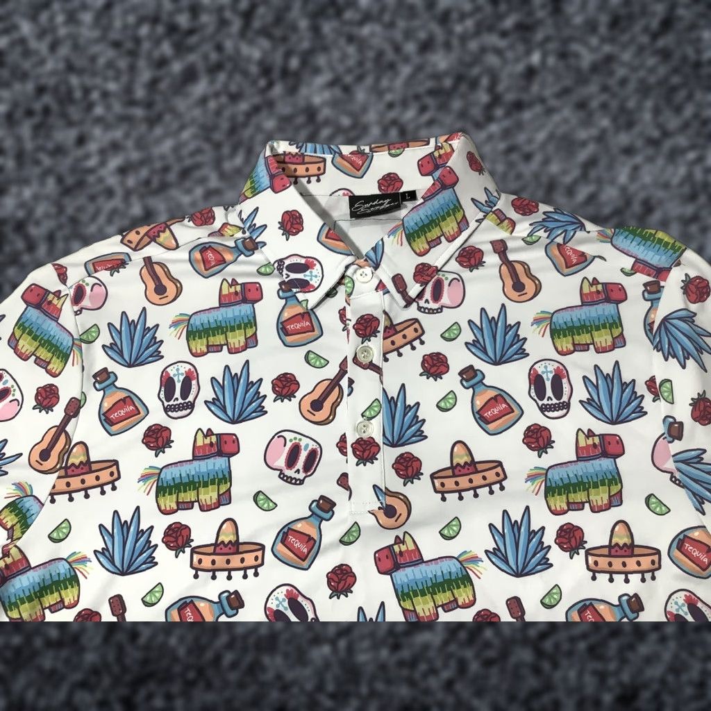 Vintage Sunday Swagger Don Julio Polo Shirt Mens L White Tequila Fiesta Golf Print Size US L / EU 52-54 / 3 - 1 Thumbnail