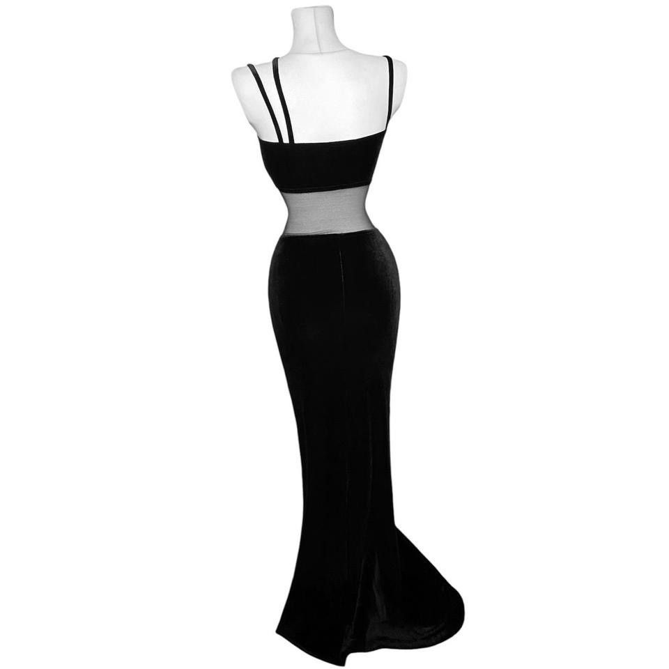 Vintage Velvet maxi dress with transparent details Size S / US 4 / IT 40 - 2 Thumbnail