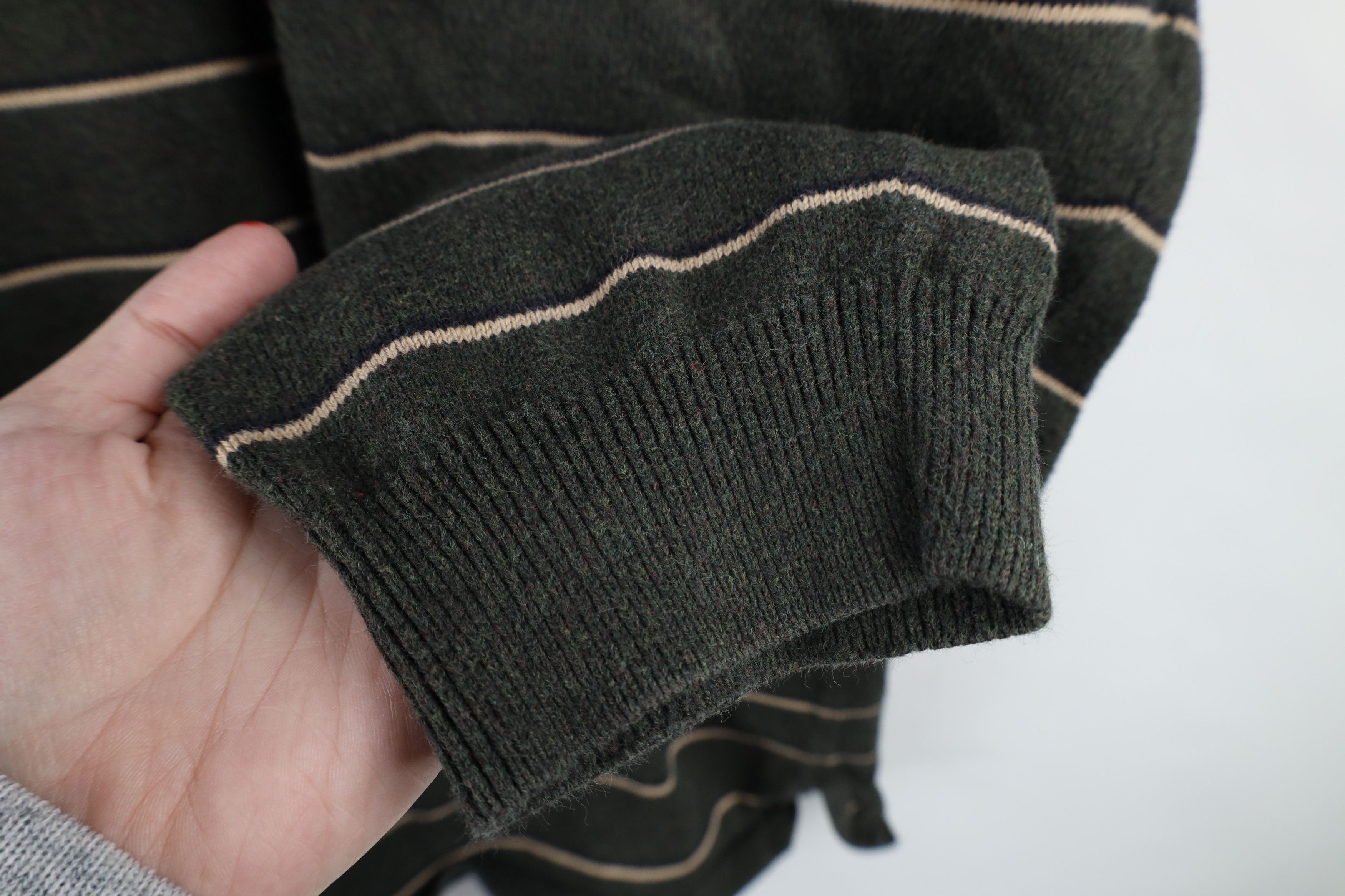 Vintage Vintage 90s Streetwear Cotton Knit Striped Long Sleeve Polo Size US XL / EU 56 / 4 - 4 Thumbnail
