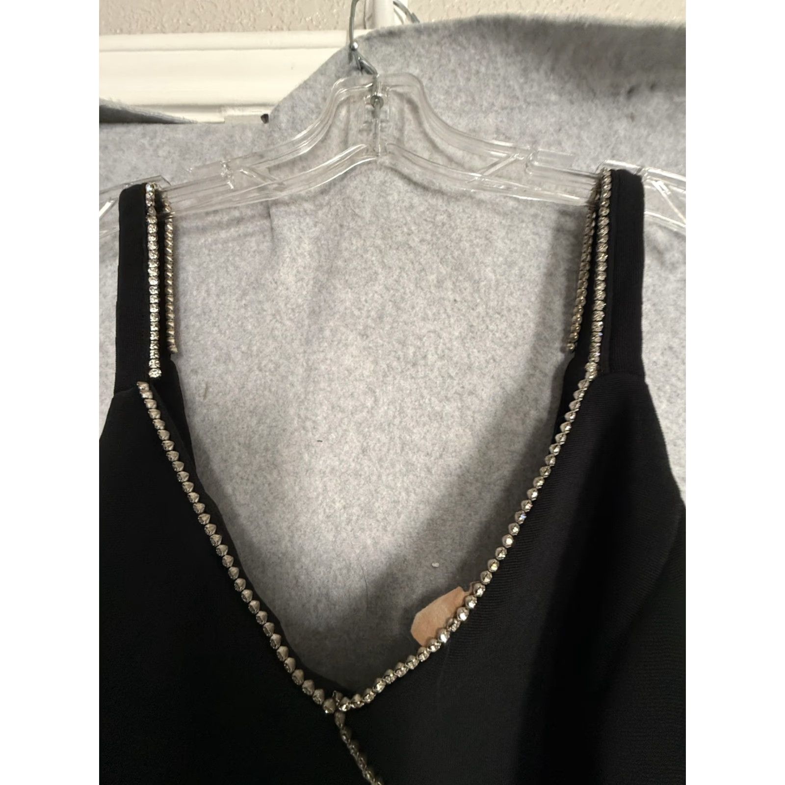 Vintage Dave & Johnny Dress Womens Medium BlacGown Rhinestone V Neck Maxi Formal Size M / US 6-8 / IT 42-44 - 2 Thumbnail