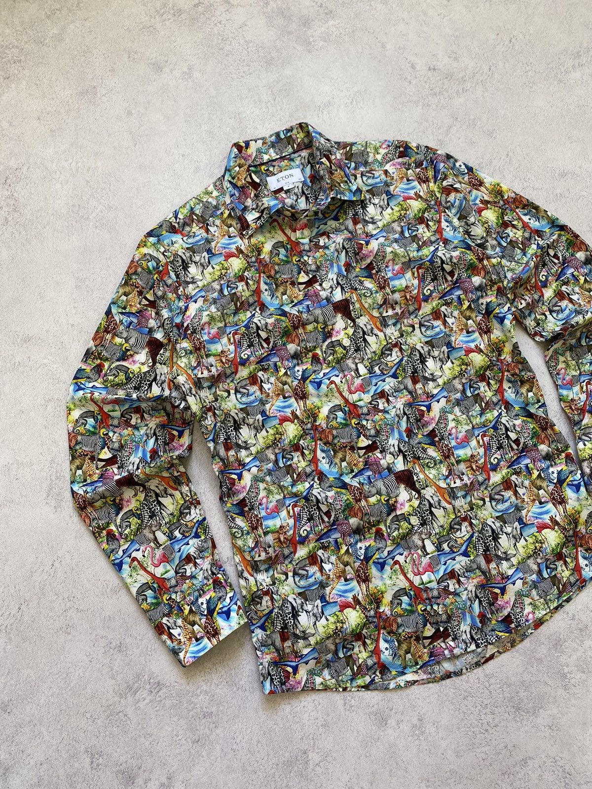 Eton Eton Mens Multicolor Animal Print Button Shirt Size M Size US M / EU 48-50 / 2 - 3 Thumbnail