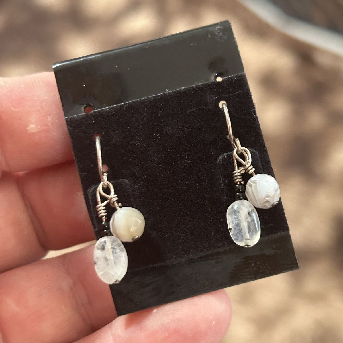 Handmade Handcrafted sterling silver rainbow moonstone earrings Size ONE SIZE - 1 Thumbnail