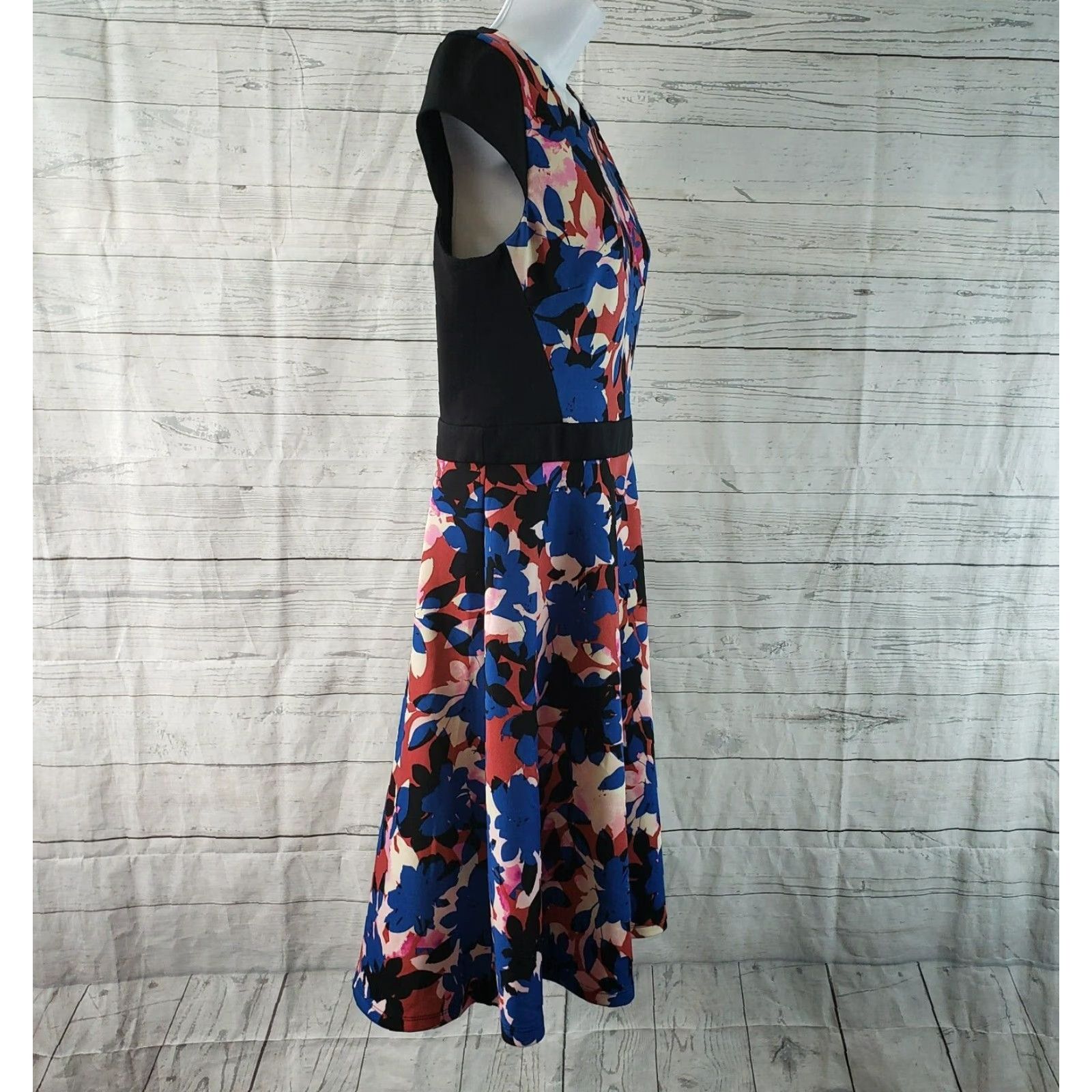 Pinko Wisp Dress Women's Floral Cap Sleeve Pink Blue Size 10 Knee Length Fit & Flare Printed Size L / US 10 / IT 46 - 3 Thumbnail